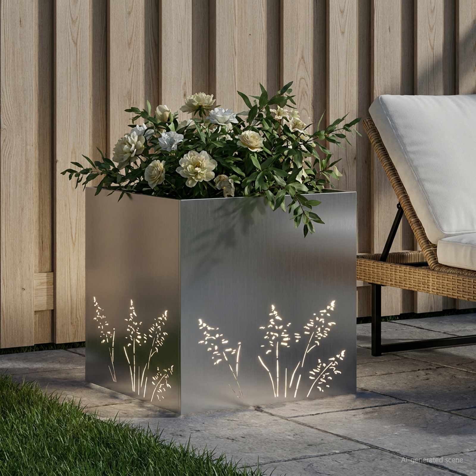 Vaso da giardino Argento 50 x 50 x 49 cm Acciaio zincato