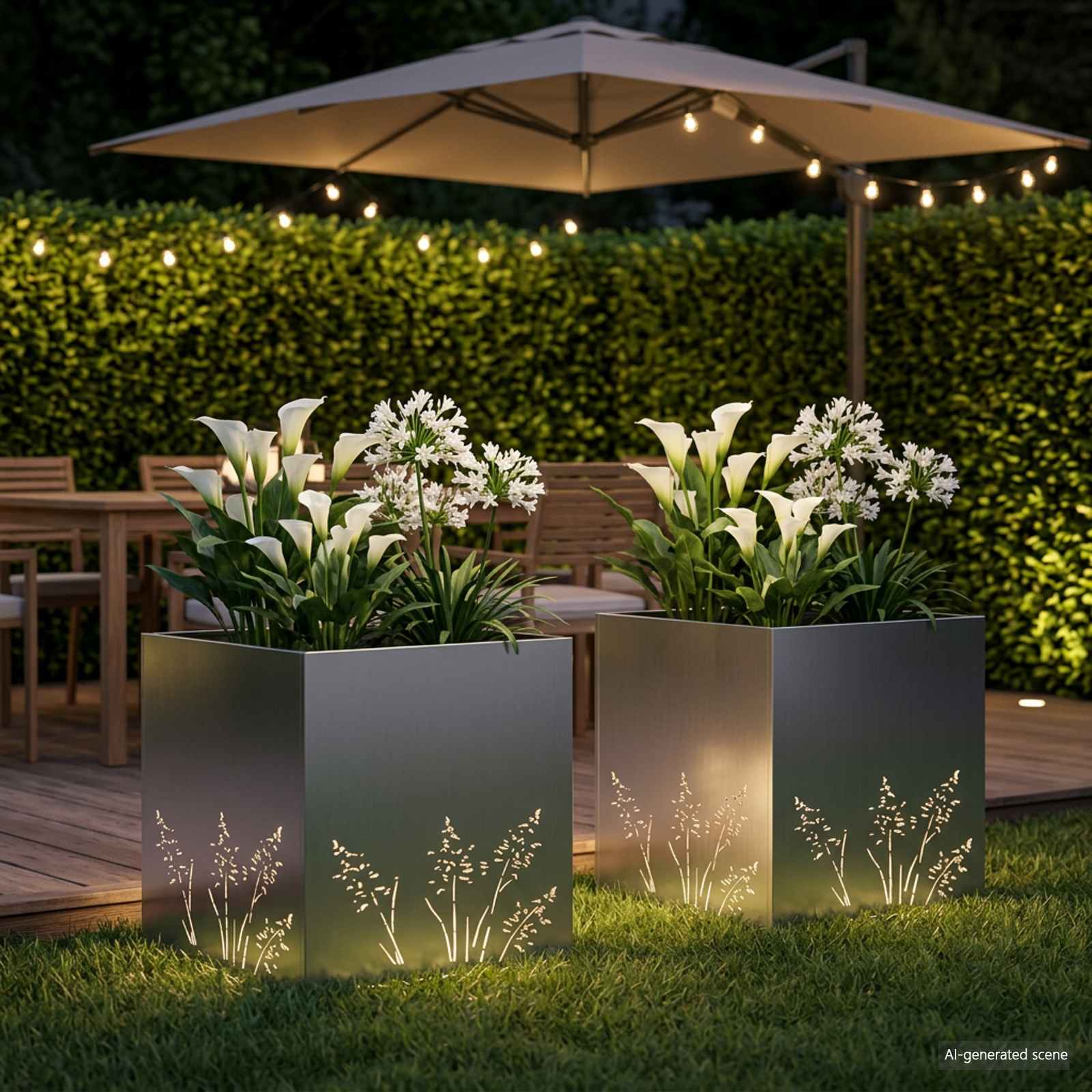 Vaso da giardino 2 pz Argento 50 x 50 x 49 cm Acciaio zincato