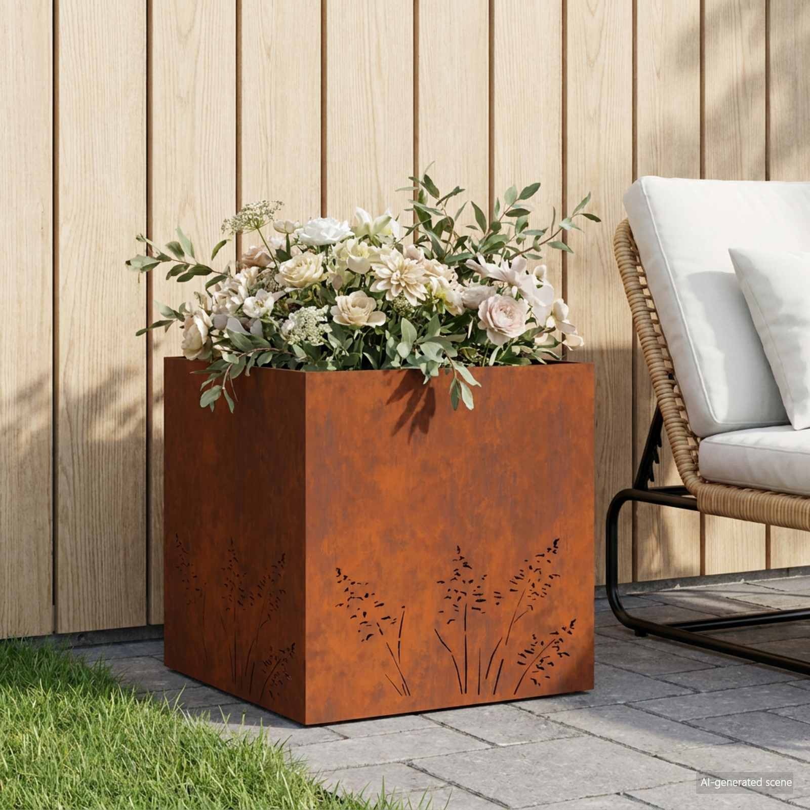Vaso da giardino Ruggine 50 x 50 x 49 cm Acciaio Corten