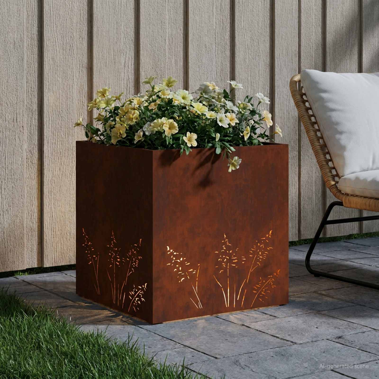 Vaso da giardino Ruggine 50 x 50 x 49 cm Acciaio Corten
