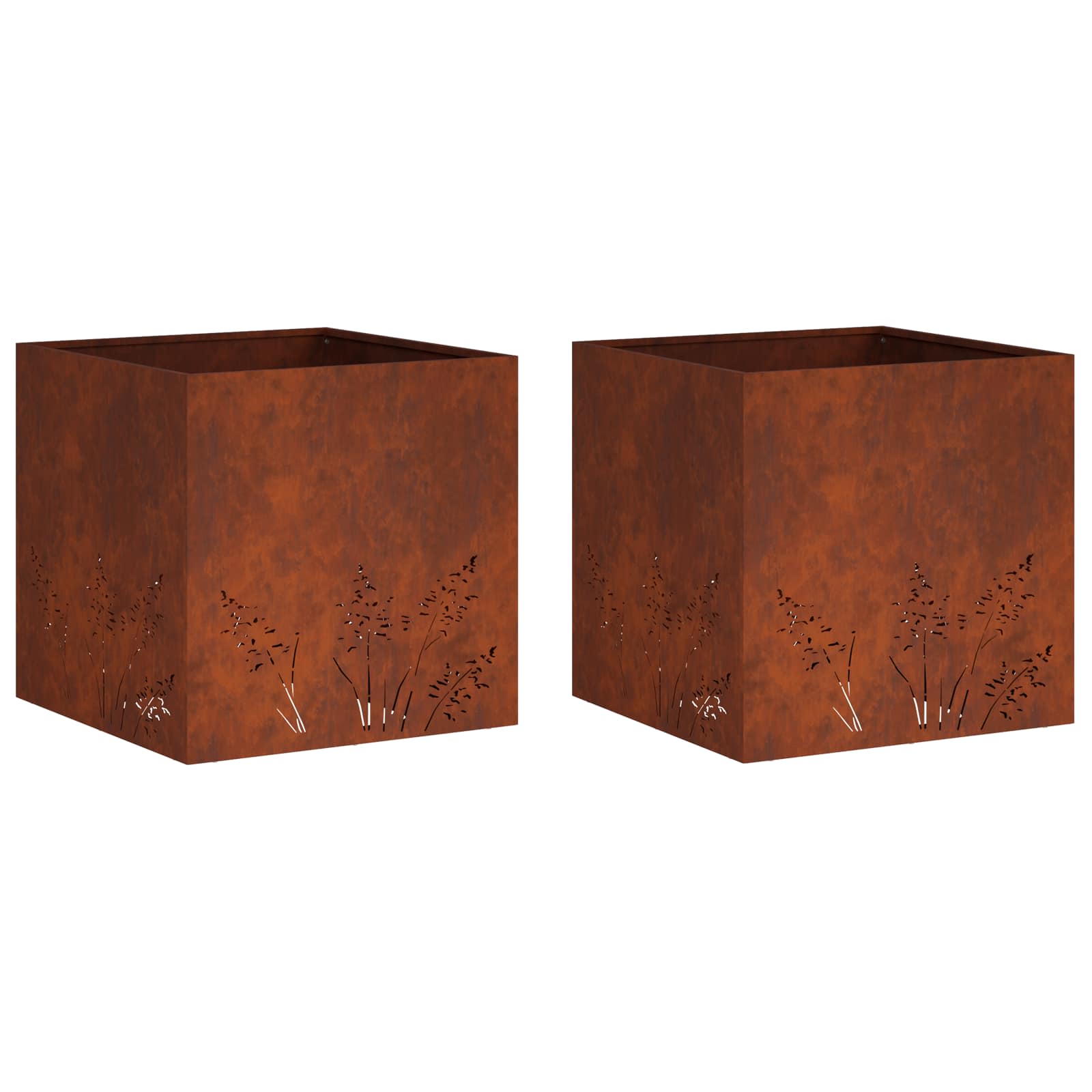 Vaso da giardino 2 pz Ruggine 50 x 50 x 49 cm Acciaio Corten