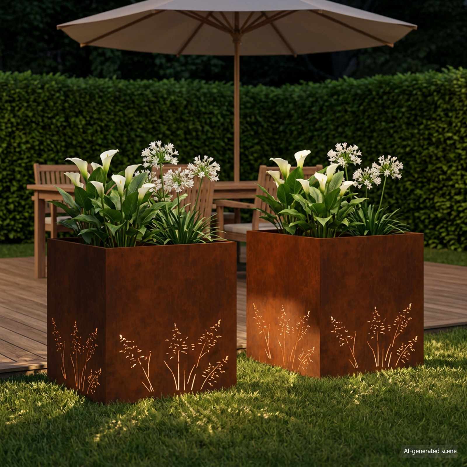 Vaso da giardino 2 pz Ruggine 50 x 50 x 49 cm Acciaio Corten