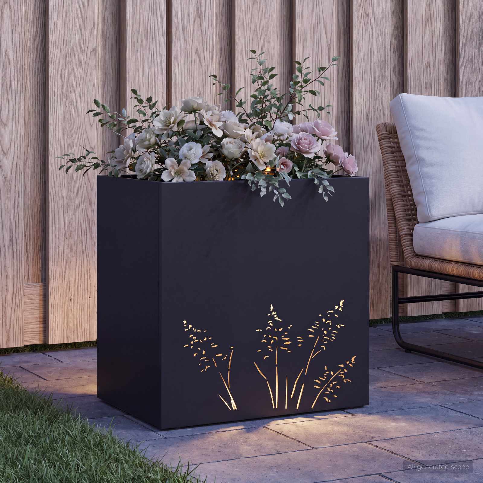 Vaso da giardino Nero 50 x 30 x 49 cm Acciaio laminato a freddo