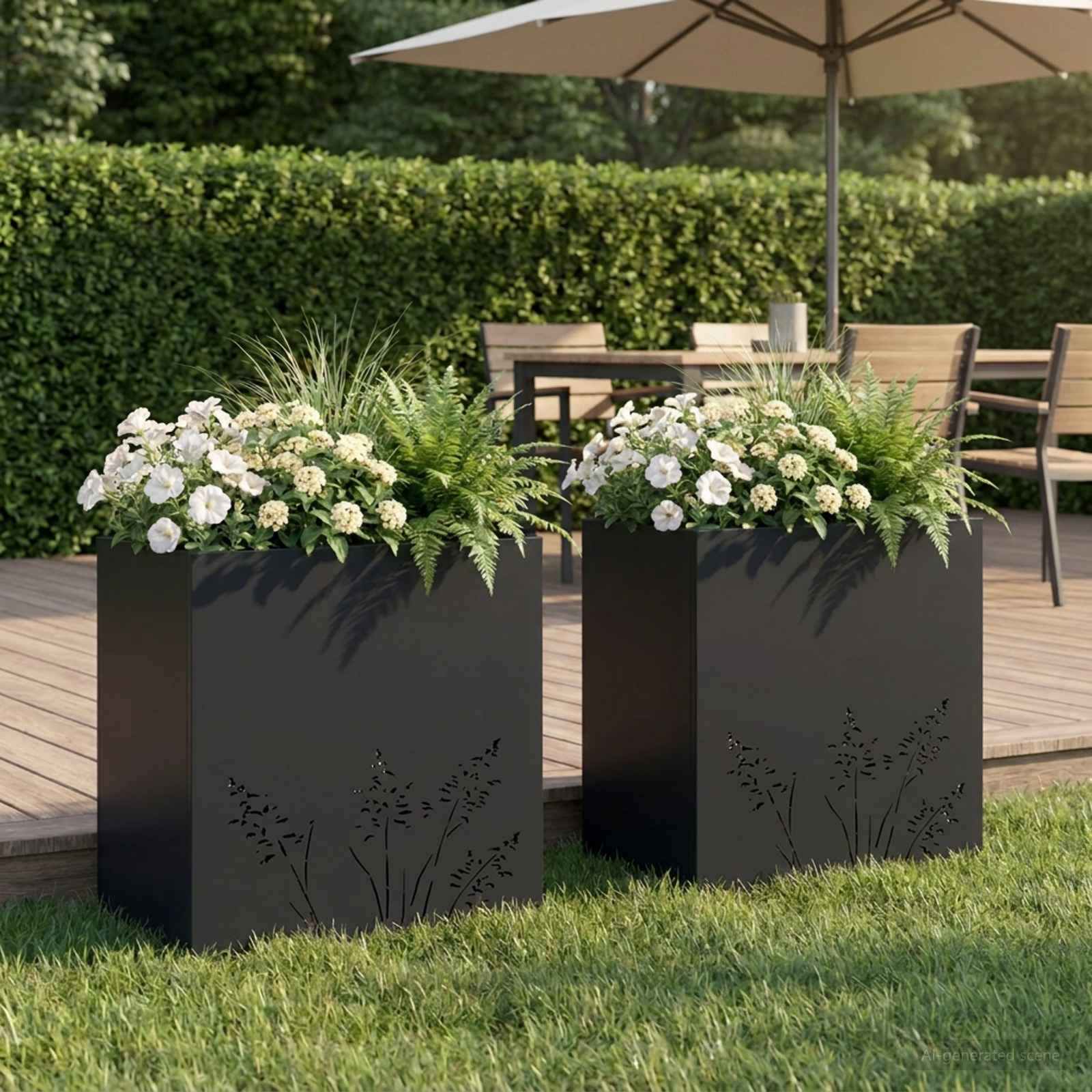 Vaso da giardino 2 pz Nero 50 x 30 x 49 cm