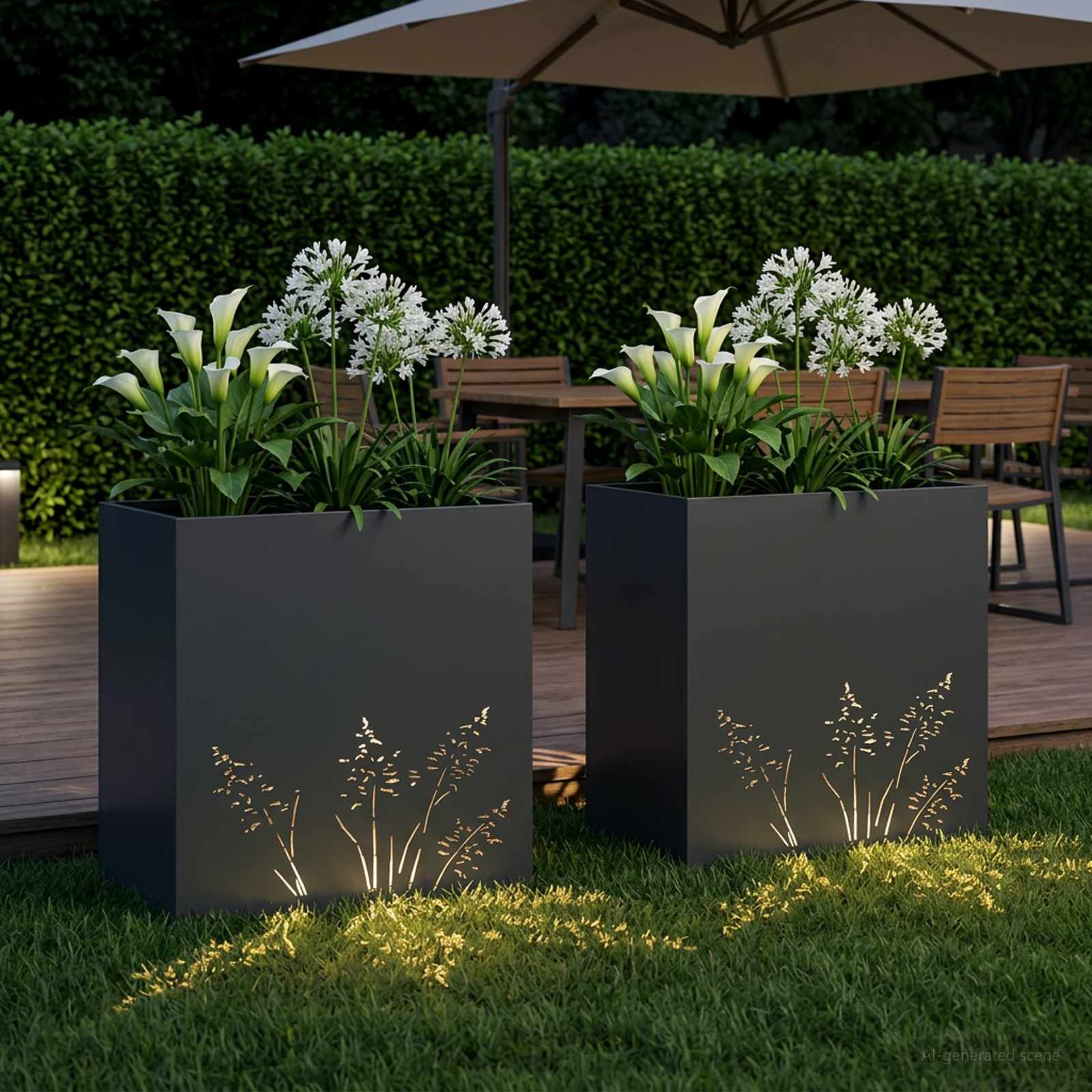 Vaso da giardino 2 pz Nero 50 x 30 x 49 cm
