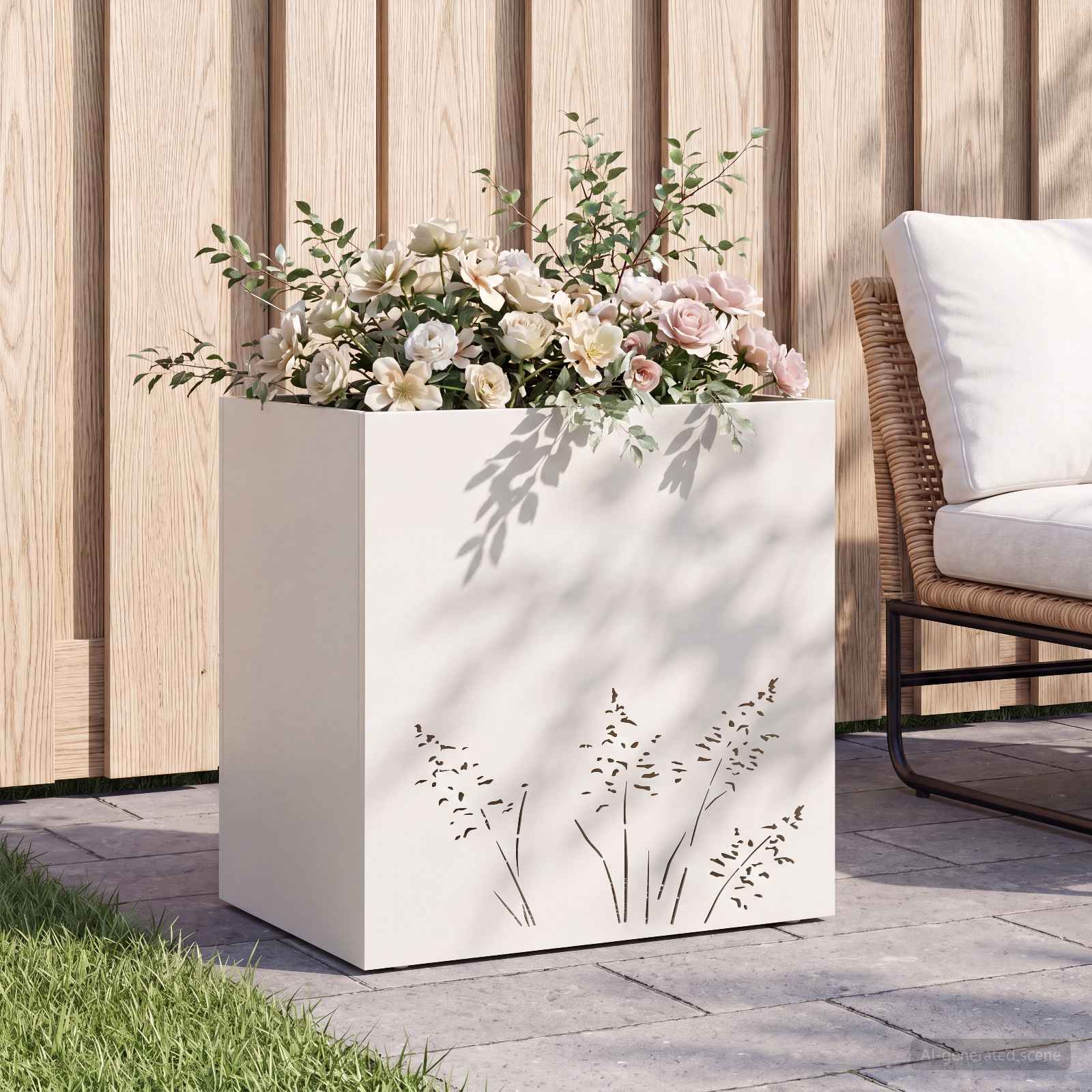 Vaso da giardino Bianco 50 x 30 x 49 cm
