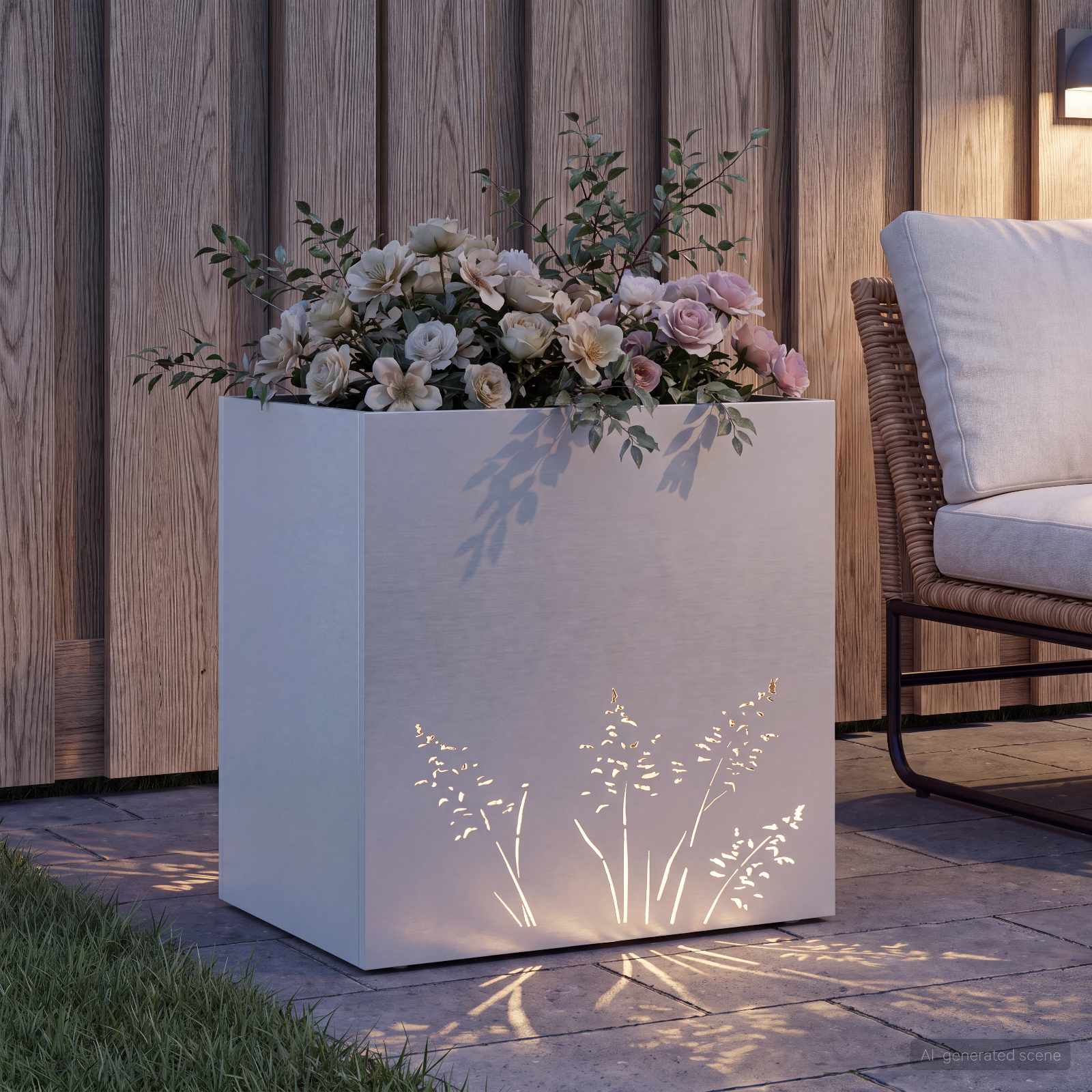 Vaso da giardino Bianco 50 x 30 x 49 cm