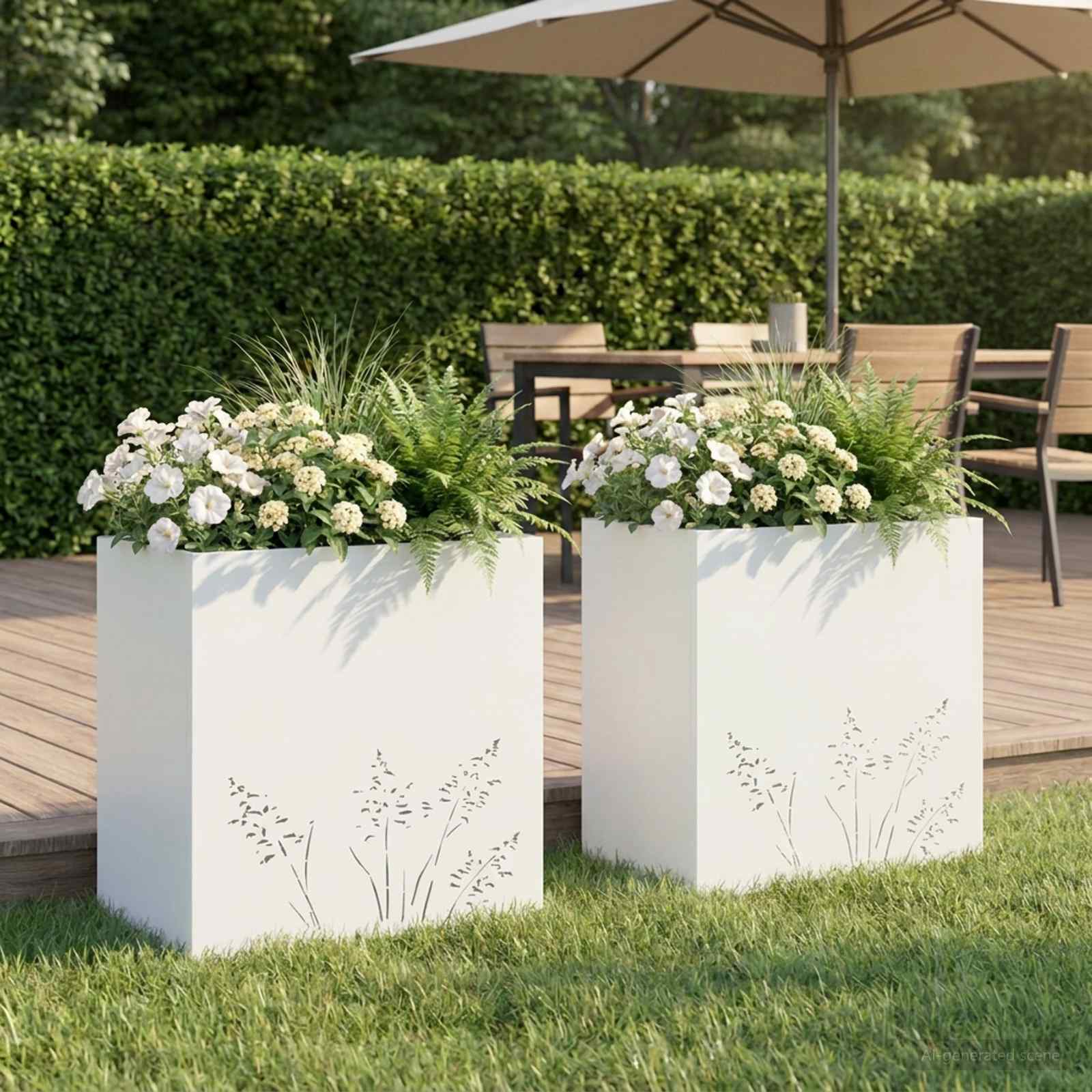 Vaso da giardino 2 pz Bianco 50 x 30 x 49 cm
