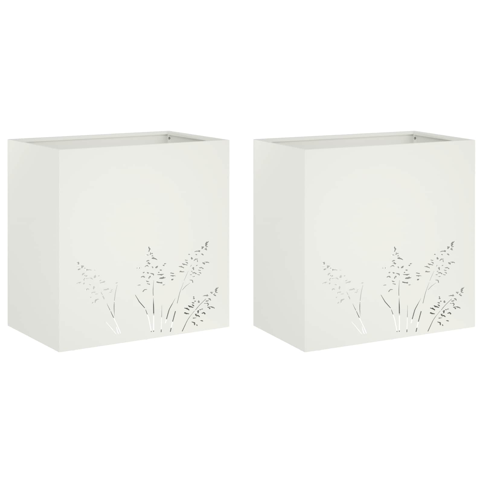Vaso da giardino 2 pz Bianco 50 x 30 x 49 cm