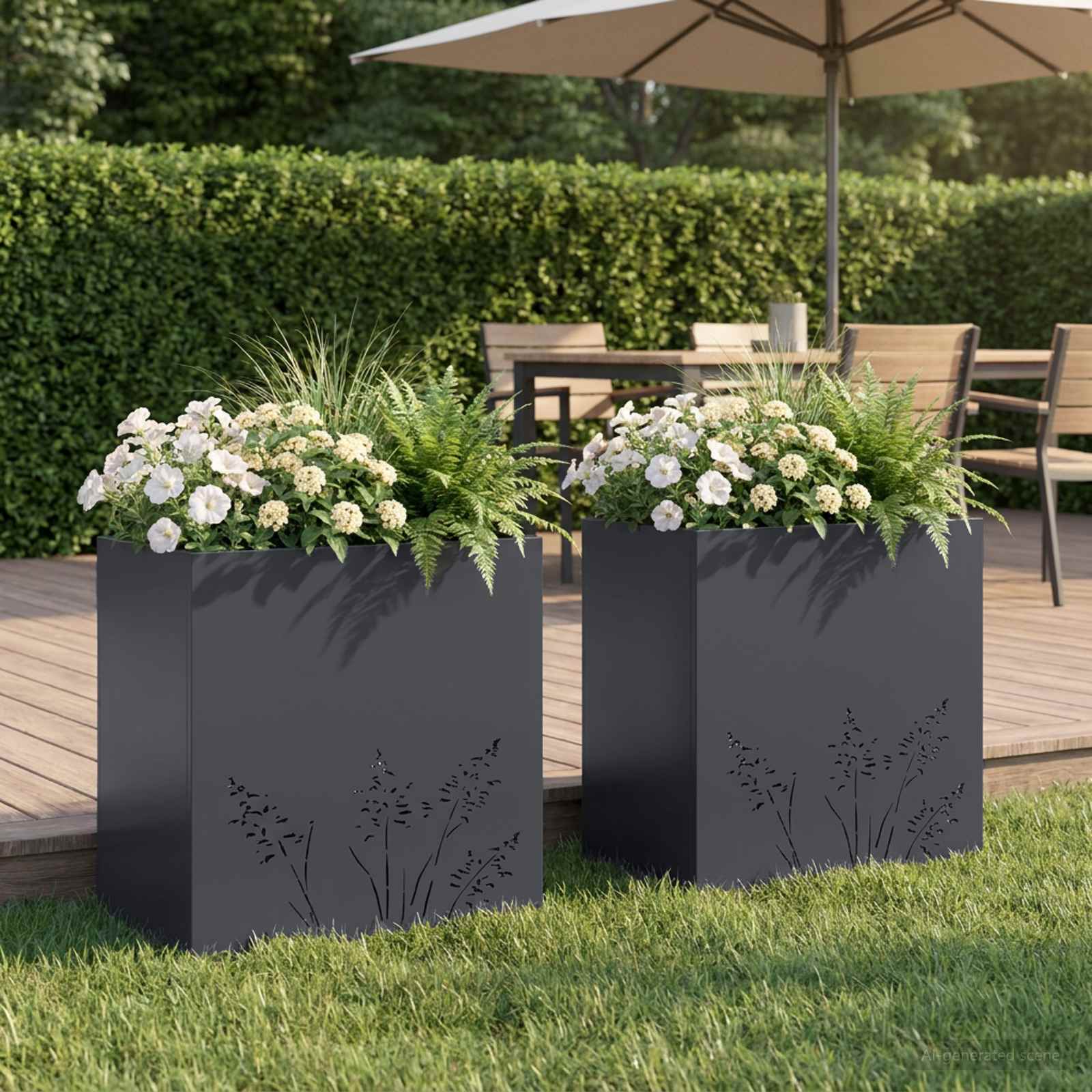 Vaso da giardino 2 pz Antracite 50 x 30 x 49 cm