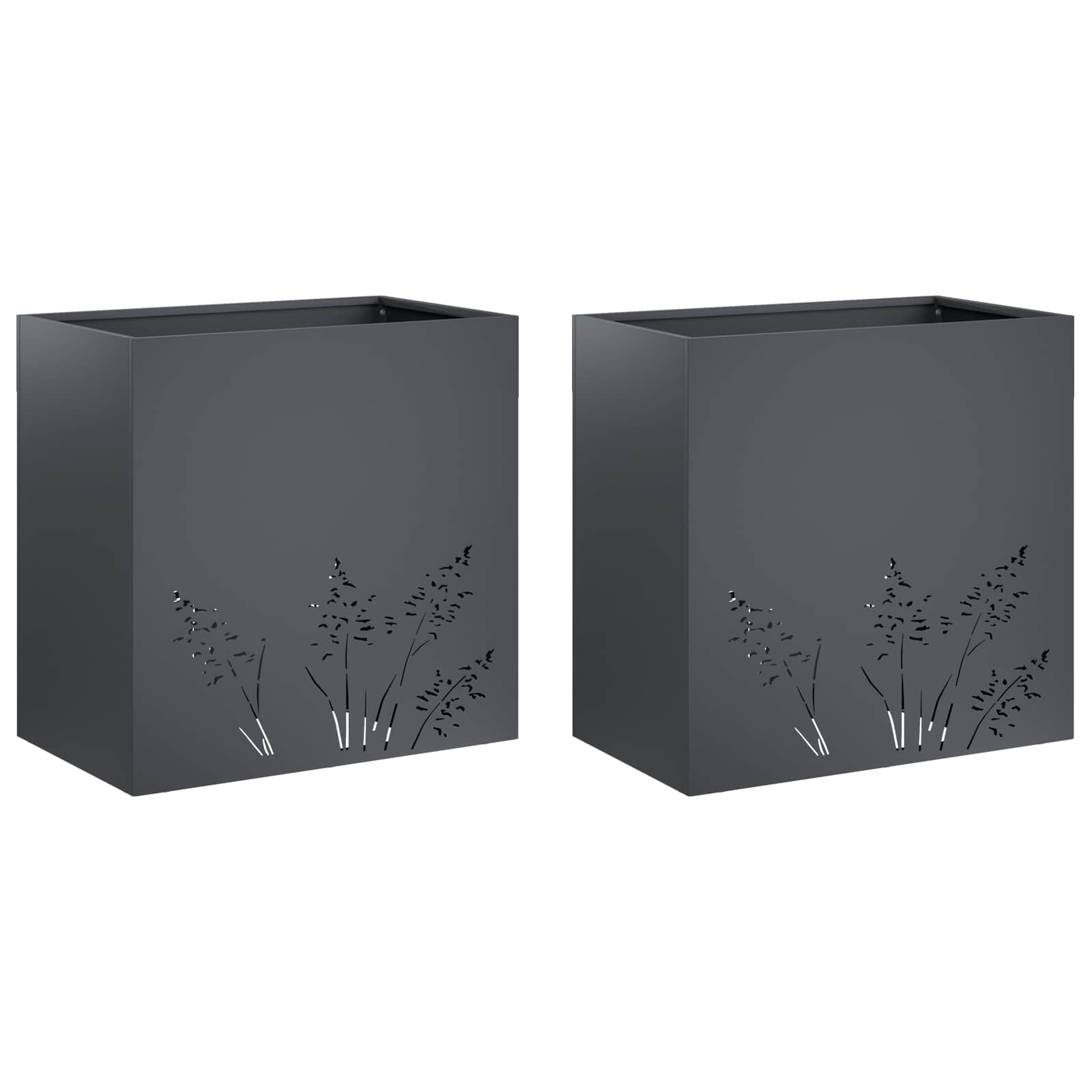 Vaso da giardino 2 pz Antracite 50 x 30 x 49 cm