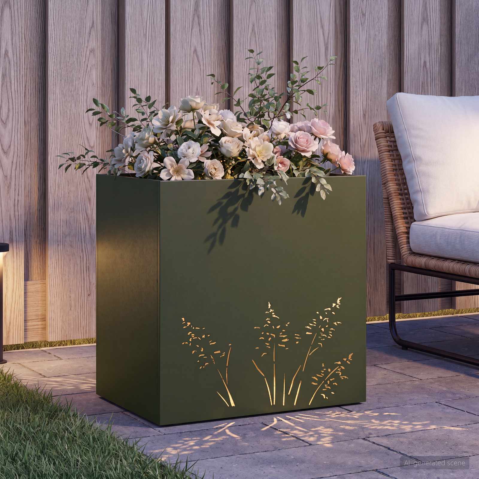 Vaso da giardino Verde Oliva 50 x 30 x 49 cm