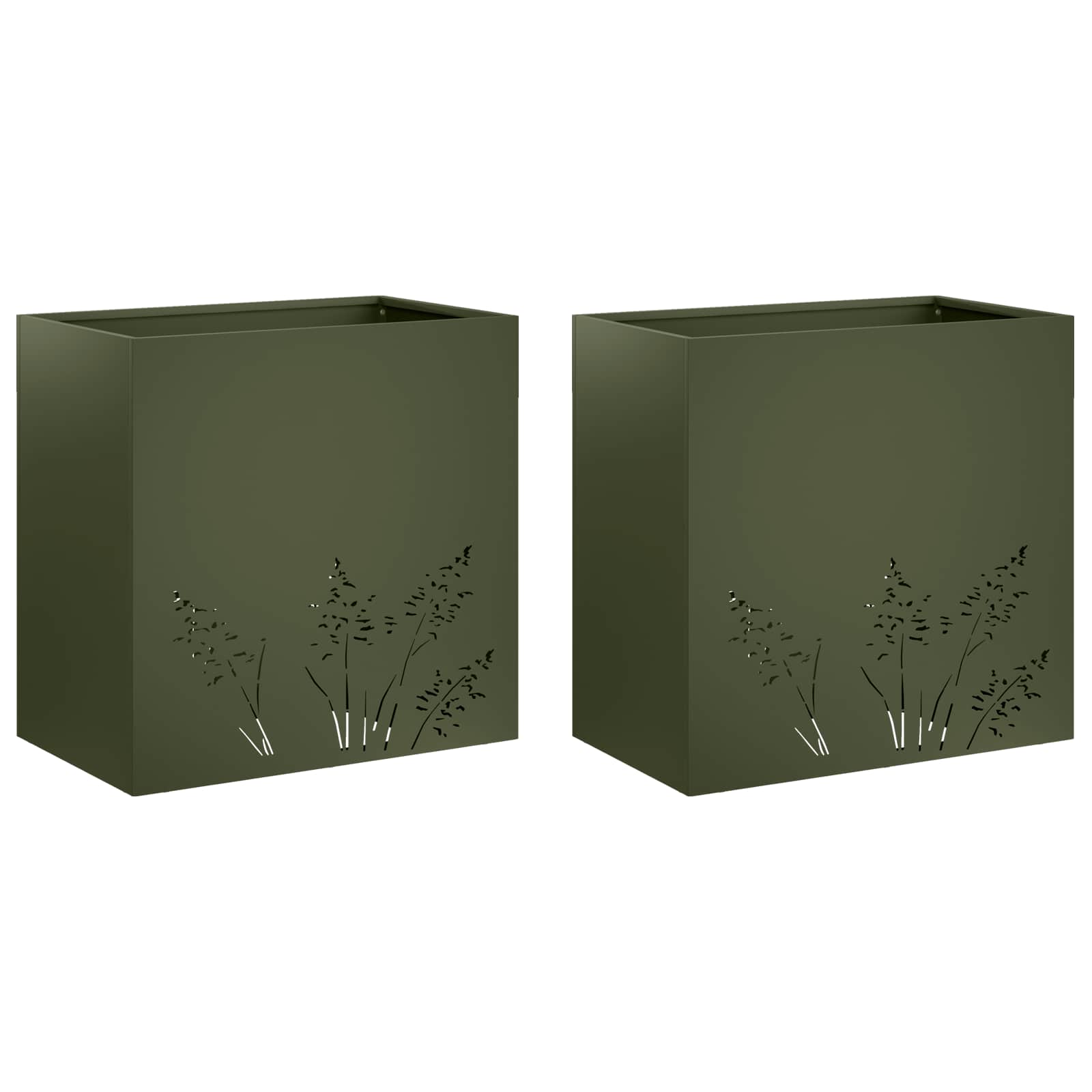 Vaso da giardino 2 pz Verde Oliva 50 x 30 x 49 cm