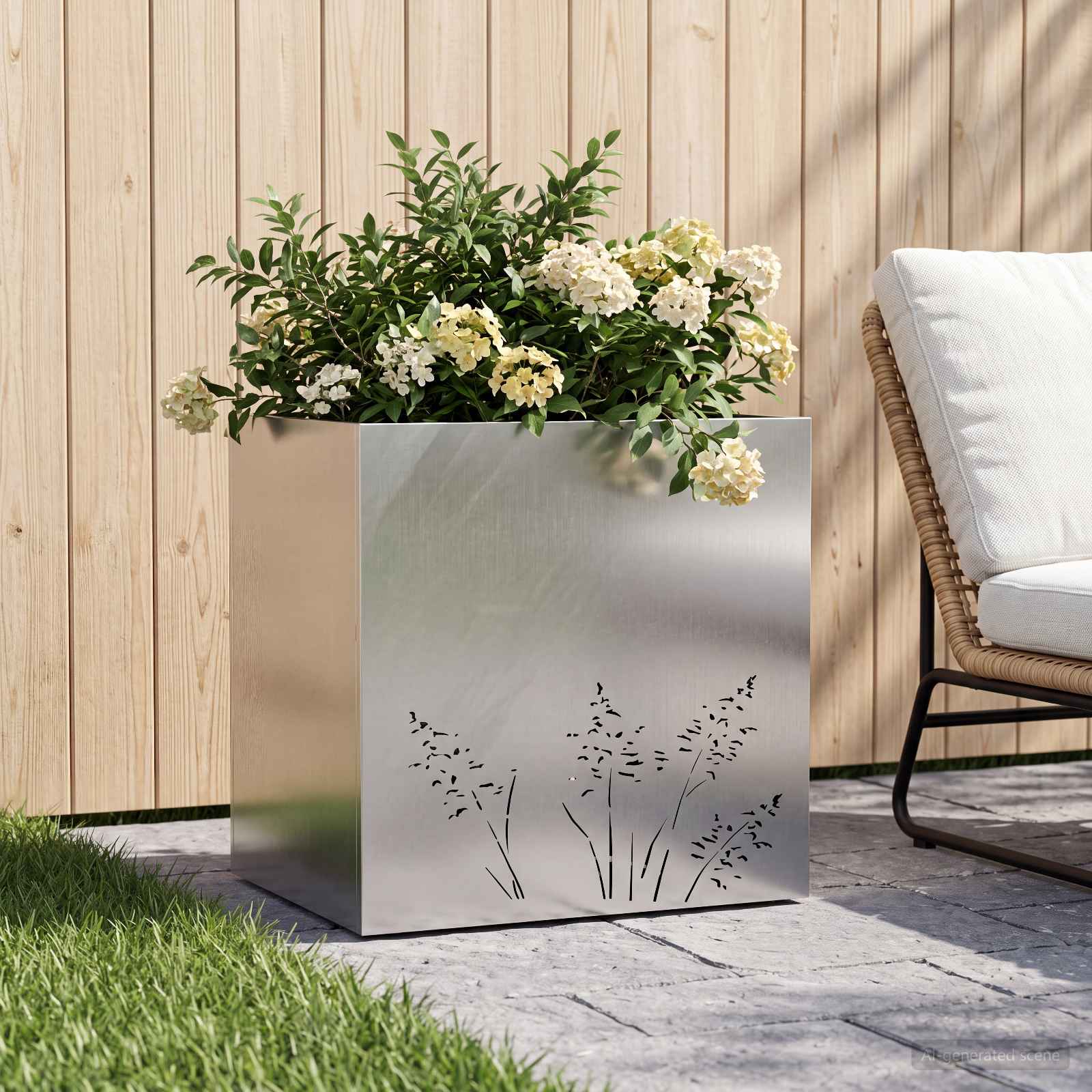 Vaso da giardino Argento 50 x 30 x 49 cm Acciaio Inox