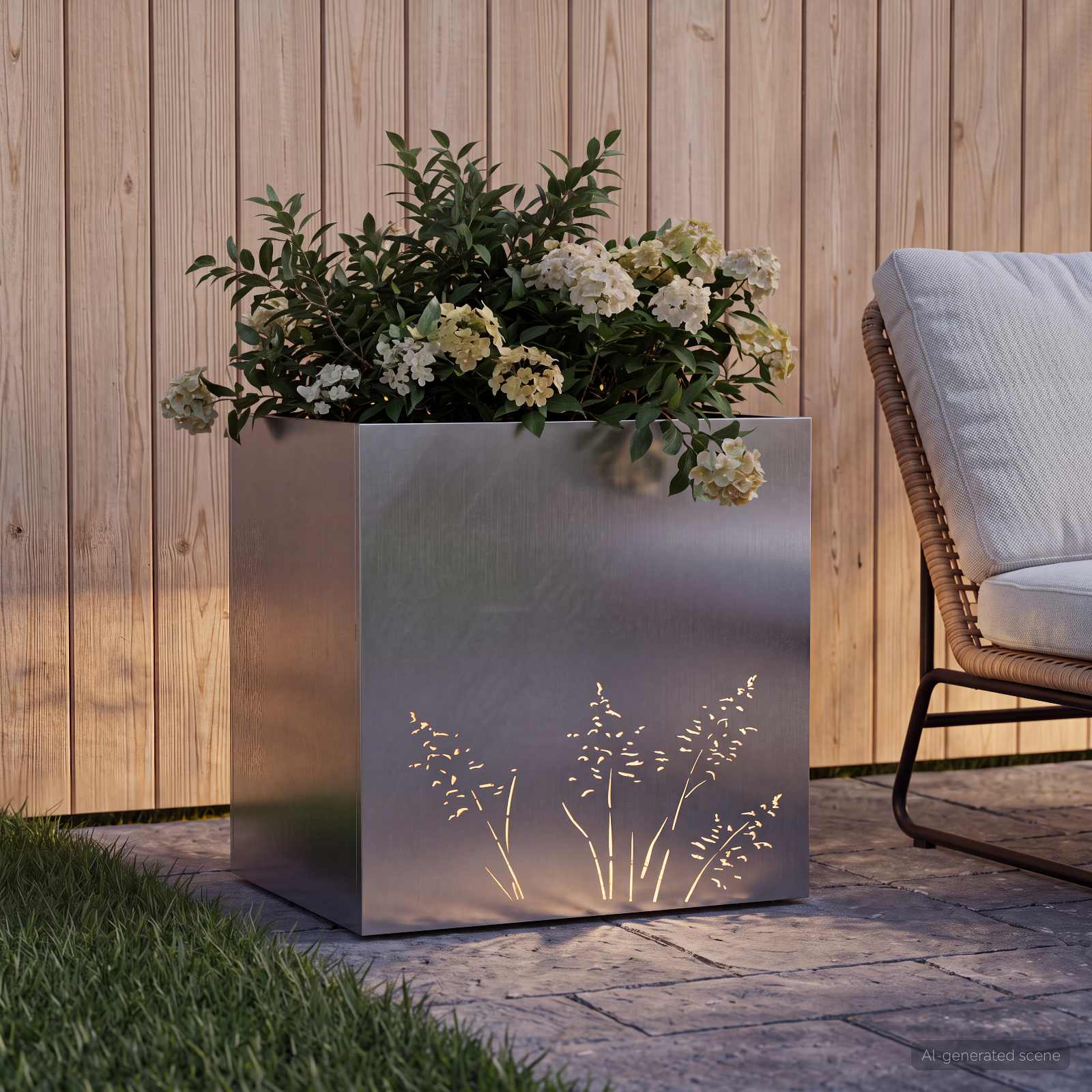 Vaso da giardino Argento 50 x 30 x 49 cm Acciaio Inox