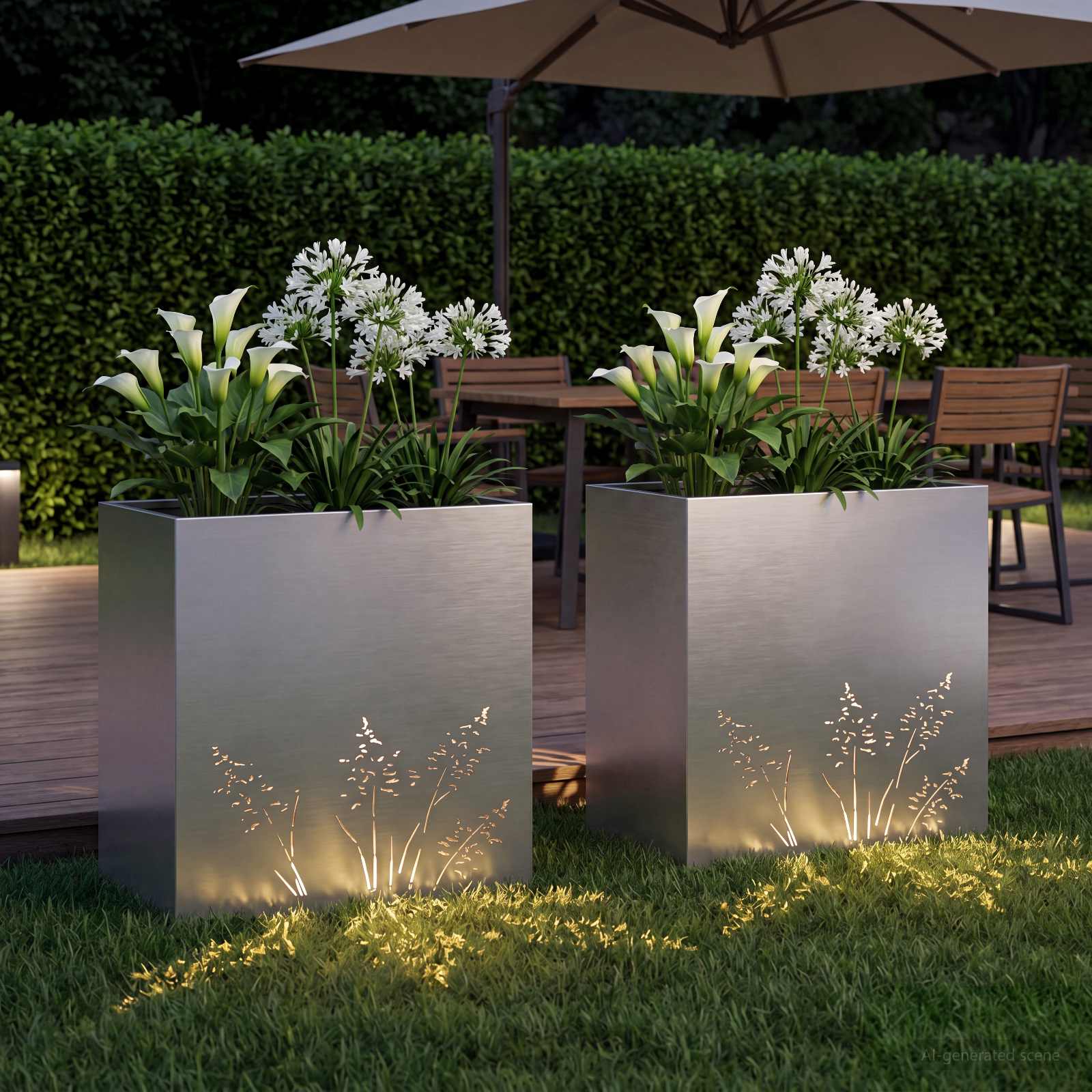 Vaso da giardino 2 pz Argento 50 x 30 x 49 cm Acciaio Inox