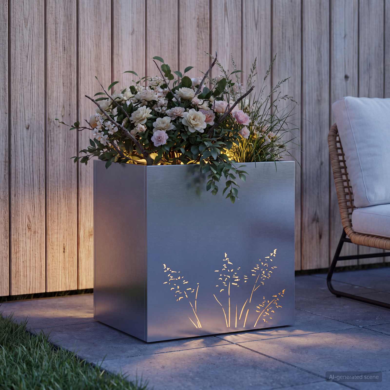 Vaso da giardino Argento 50 x 30 x 49 cm Acciaio zincato