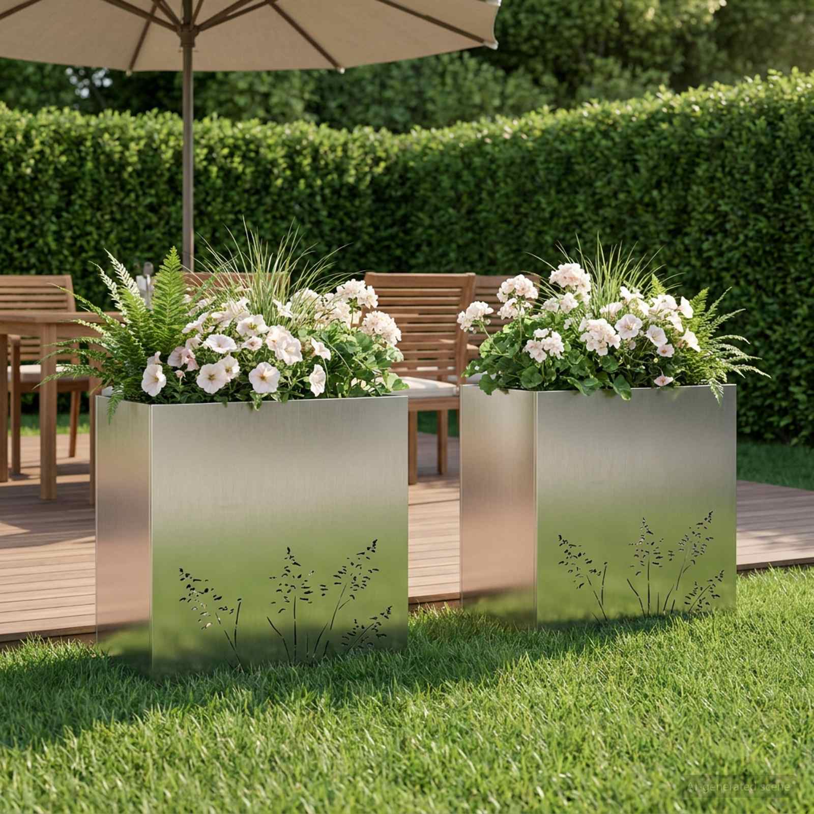 Vaso da giardino 2 pz Argento 50 x 30 x 49 cm Acciaio zincato