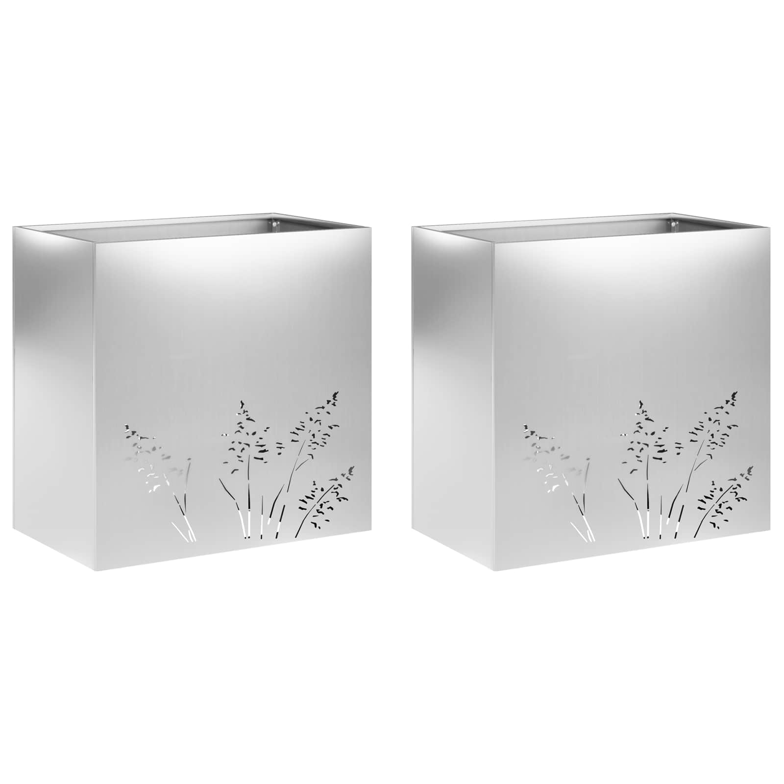 Vaso da giardino 2 pz Argento 50 x 30 x 49 cm Acciaio zincato