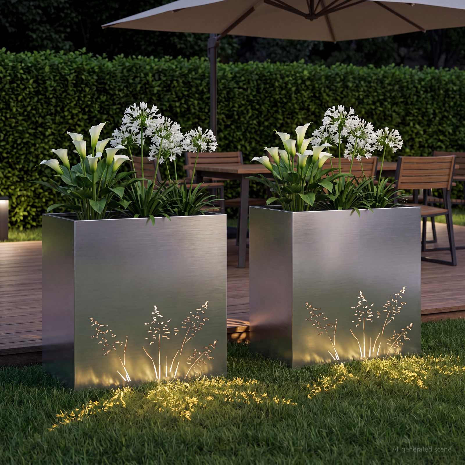 Vaso da giardino 2 pz Argento 50 x 30 x 49 cm Acciaio zincato
