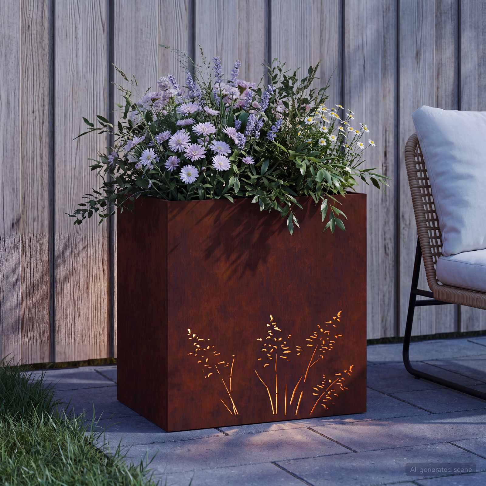 Vaso da giardino Ruggine 50 x 30 x 49 cm Acciaio Corten