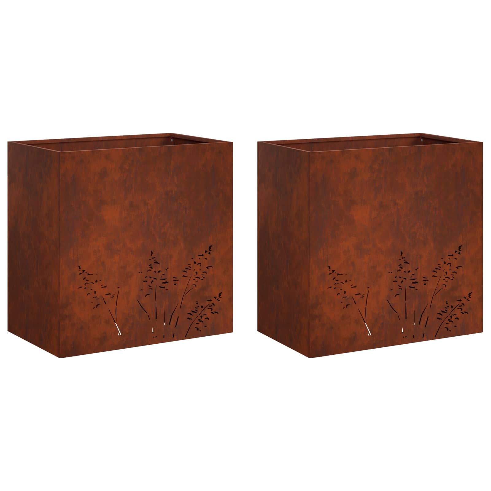 Vaso da giardino 2 pz Ruggine 50 x 30 x 49 cm Acciaio Corten