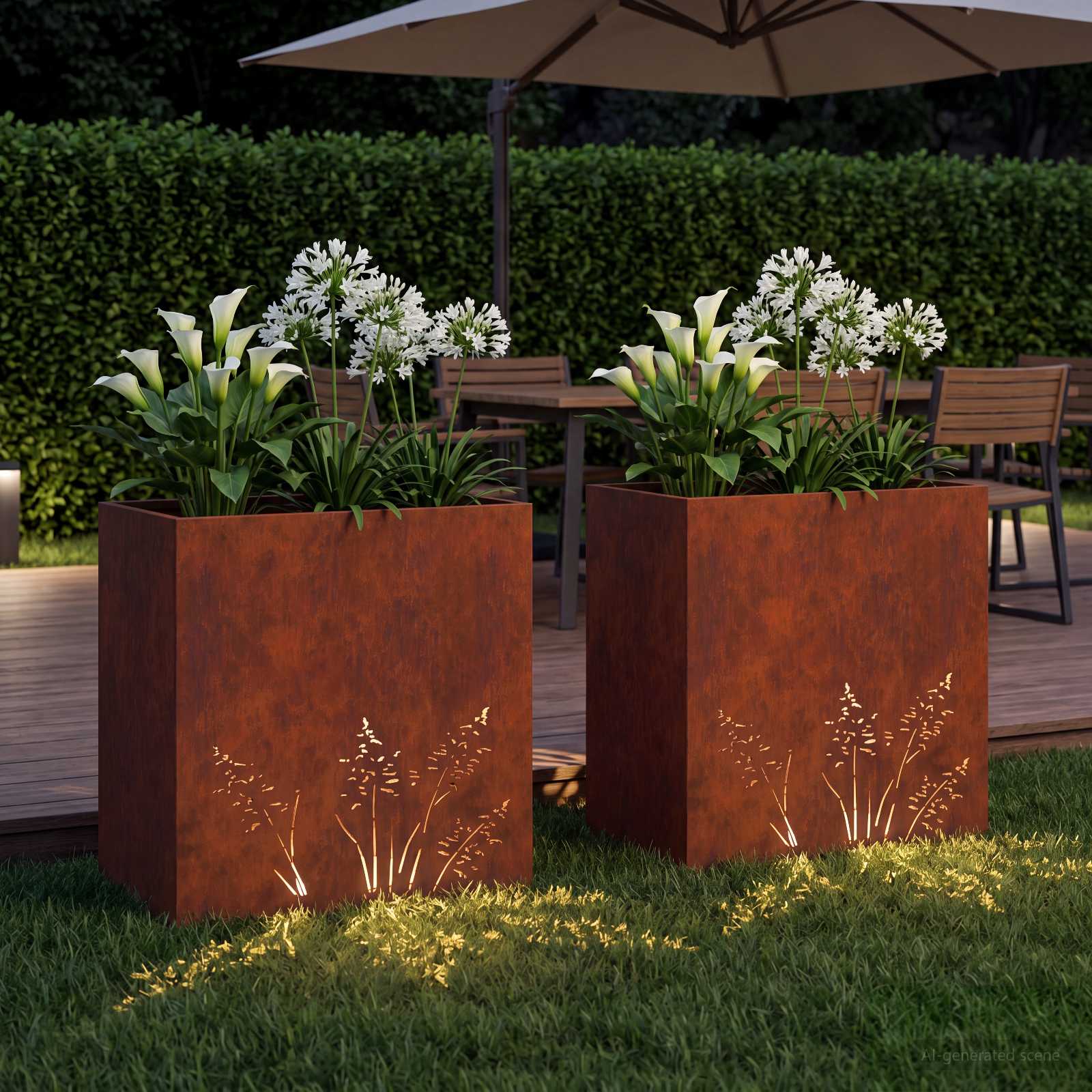 Vaso da giardino 2 pz Ruggine 50 x 30 x 49 cm Acciaio Corten
