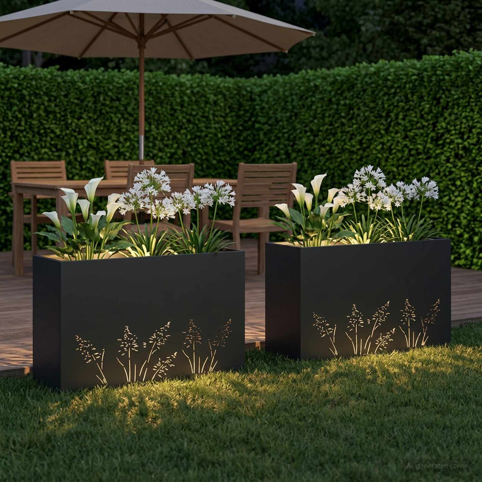 Vaso da giardino 2 pz Nero 80 x 20 x 49 cm