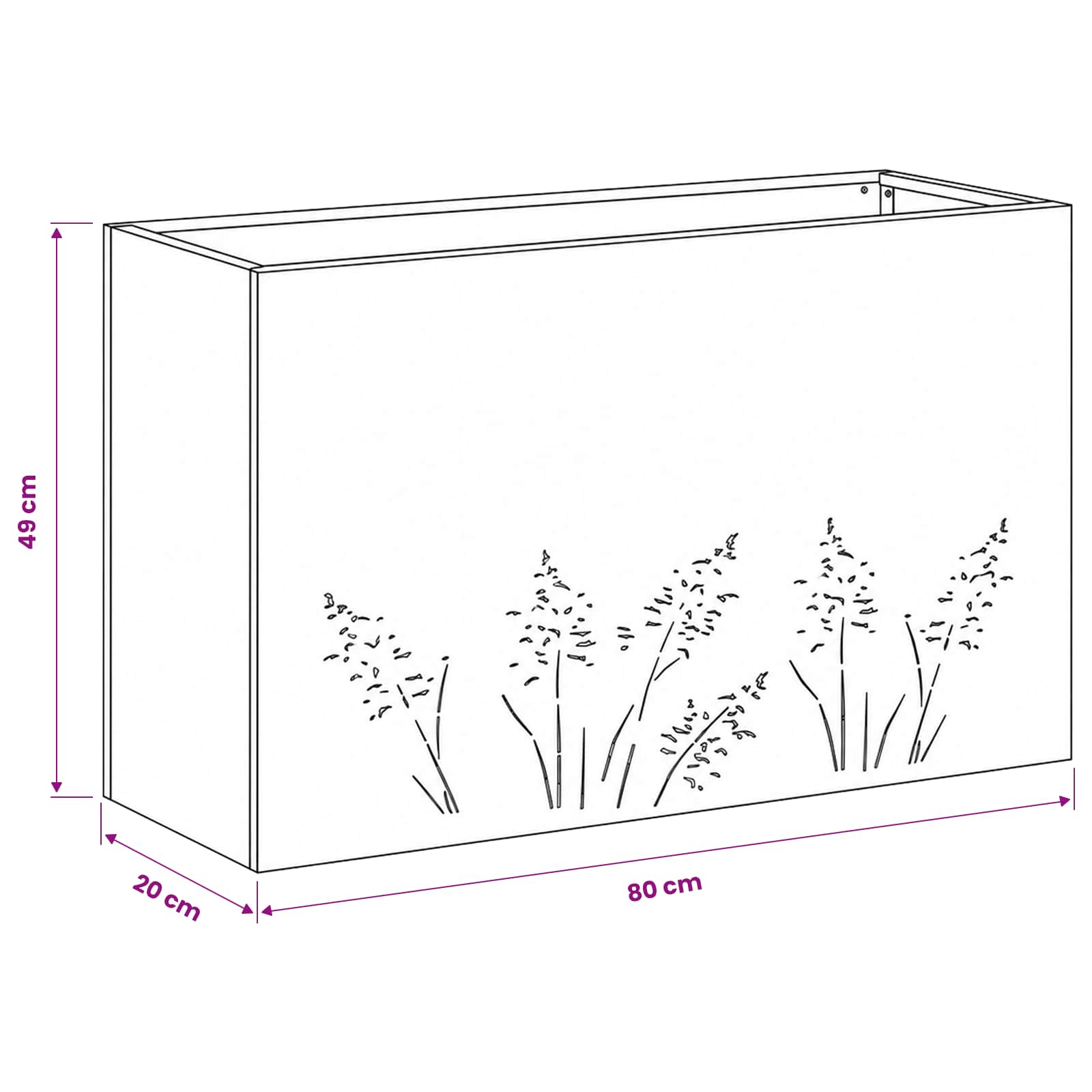 Vaso da giardino Antracite 80 x 20 x 49 cm