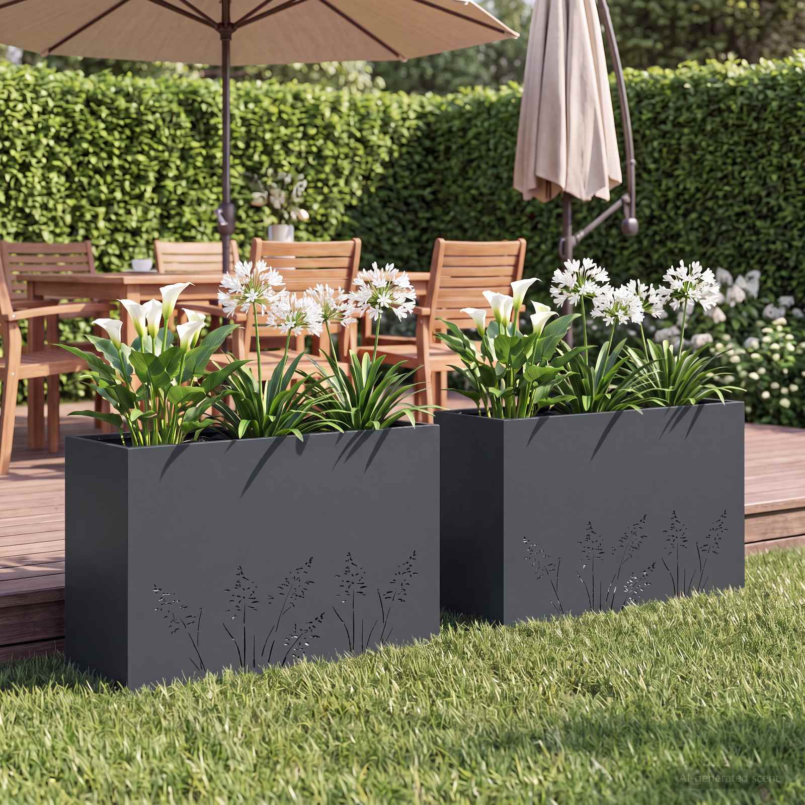 Vaso da giardino 2 pz Antracite 80 x 20 x 49 cm