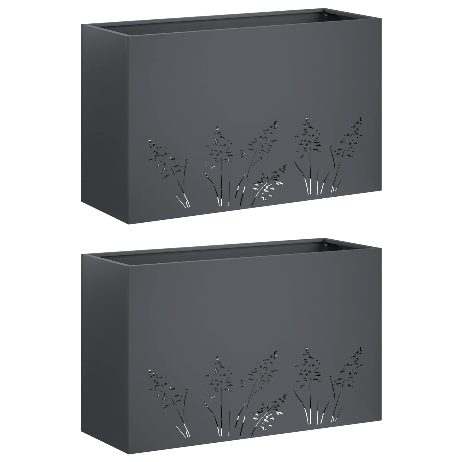 Vaso da giardino 2 pz Antracite 80 x 20 x 49 cm