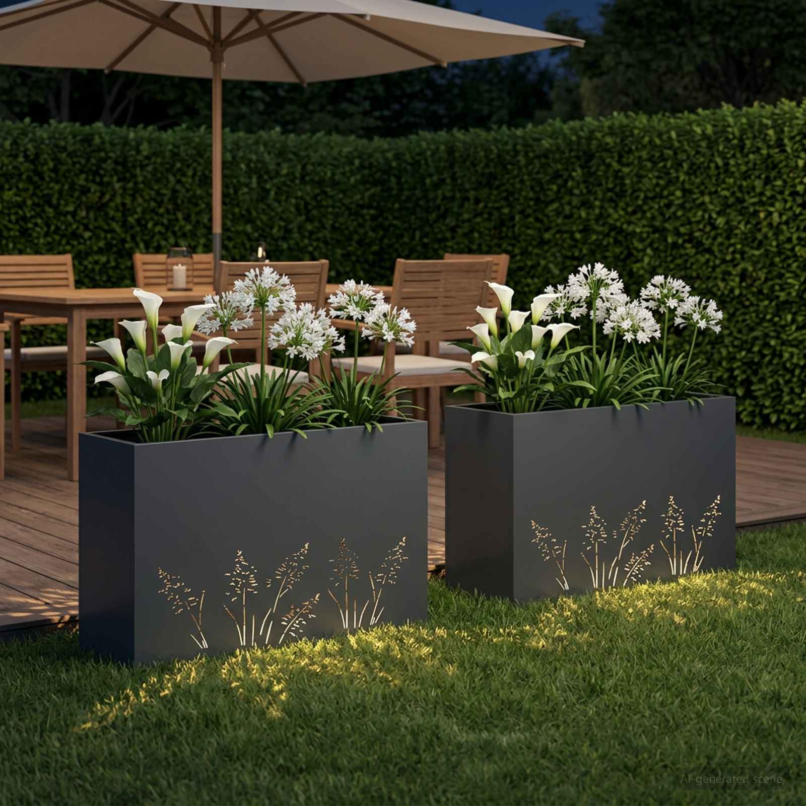 Vaso da giardino 2 pz Antracite 80 x 20 x 49 cm