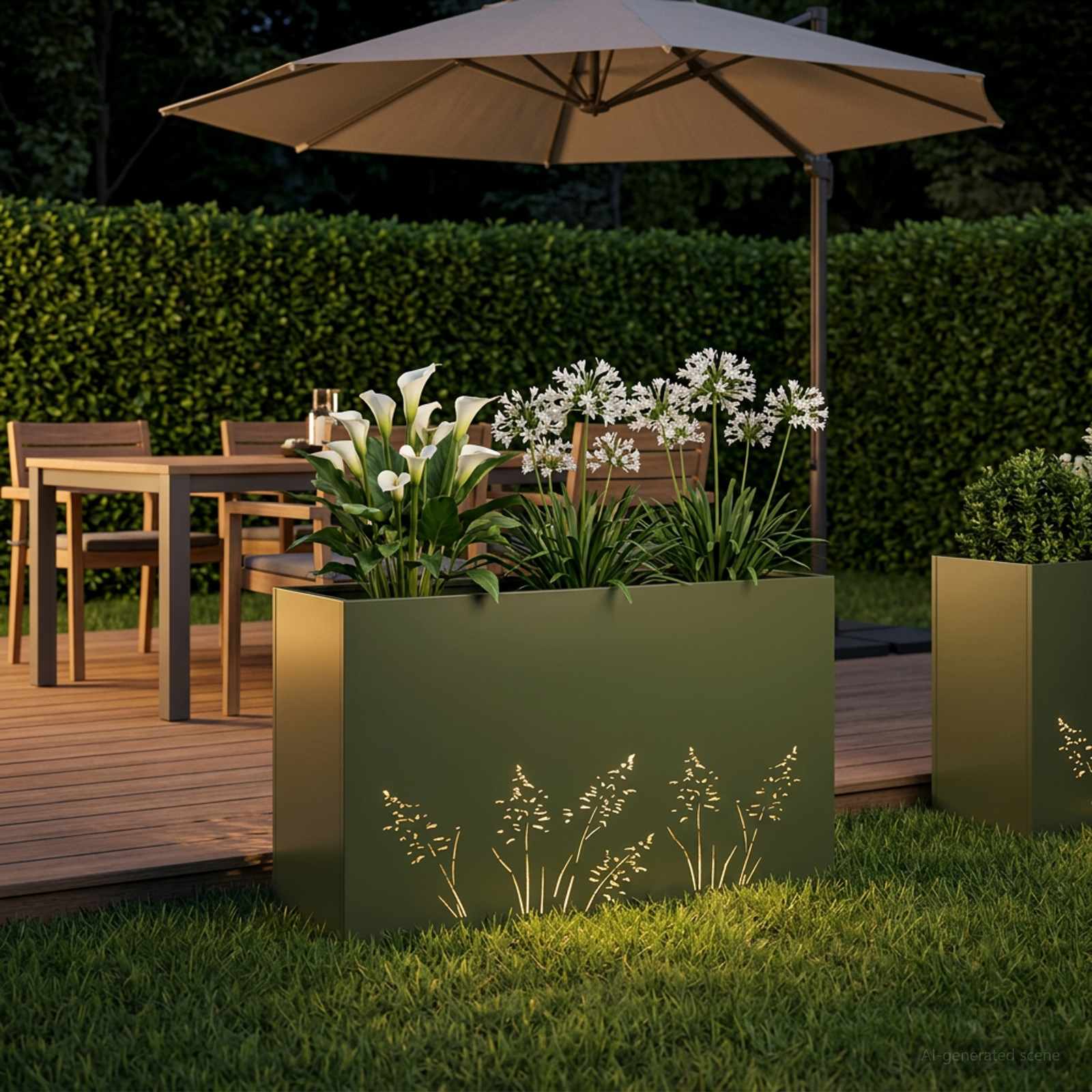 Vaso da giardino Verde Oliva 80 x 20 x 49 cm