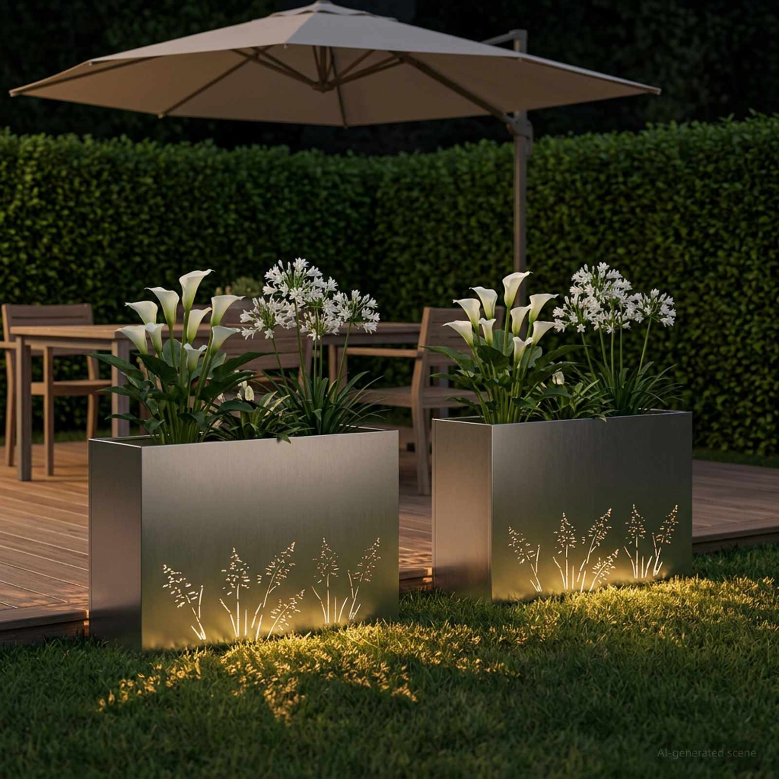 Vaso da giardino 2 pz Argento 80 x 20 x 49 cm Acciaio Inox