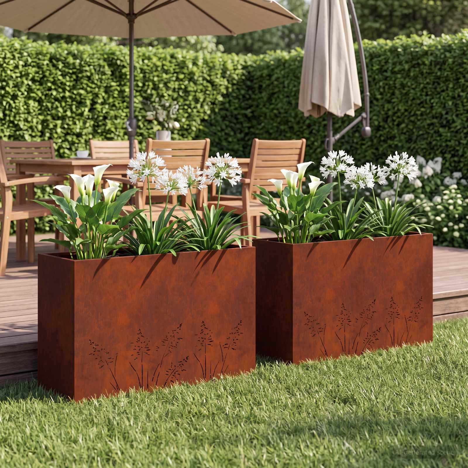 Vaso da giardino 2 pz Ruggine 80 x 20 x 49 cm Acciaio Corten