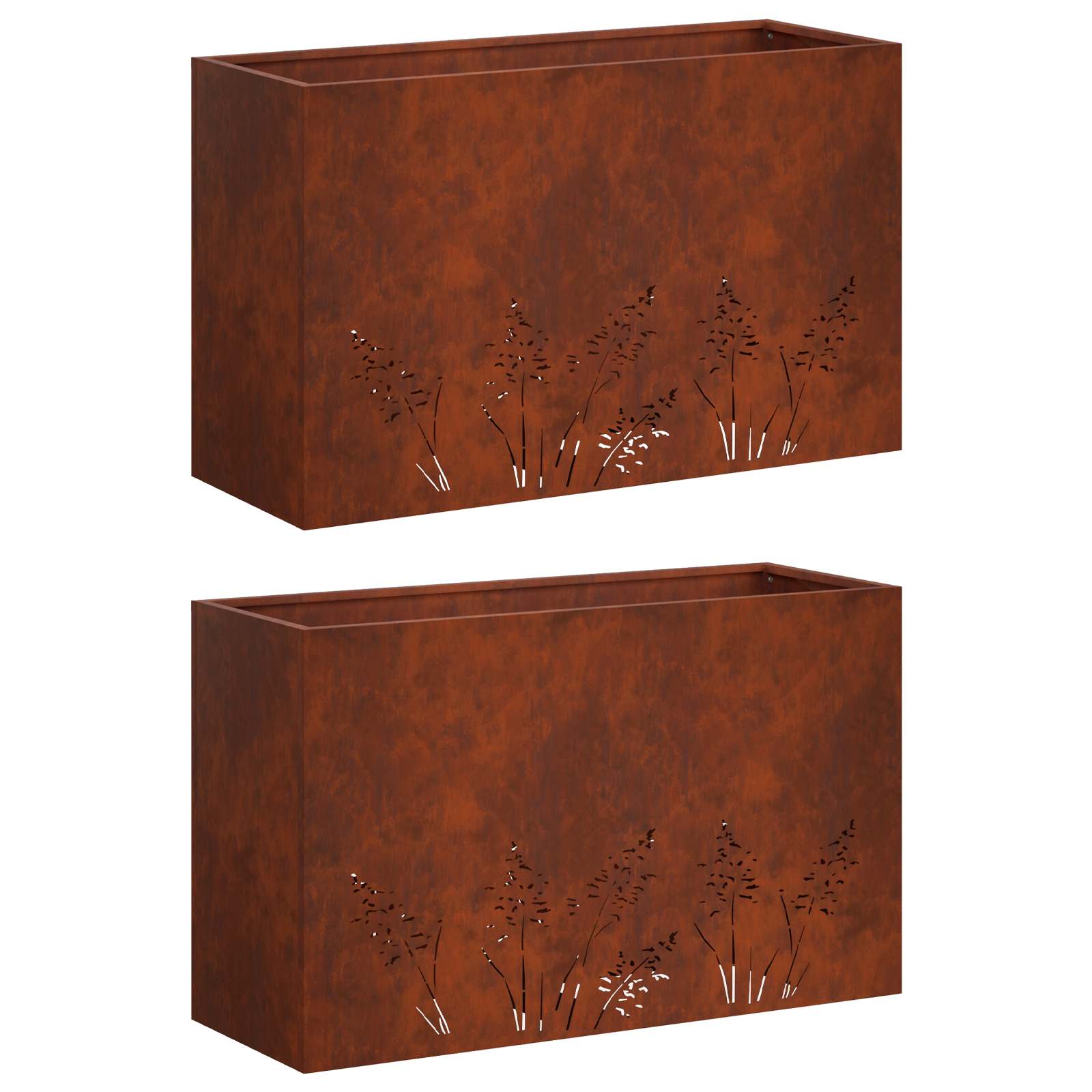 Vaso da giardino 2 pz Ruggine 80 x 20 x 49 cm Acciaio Corten