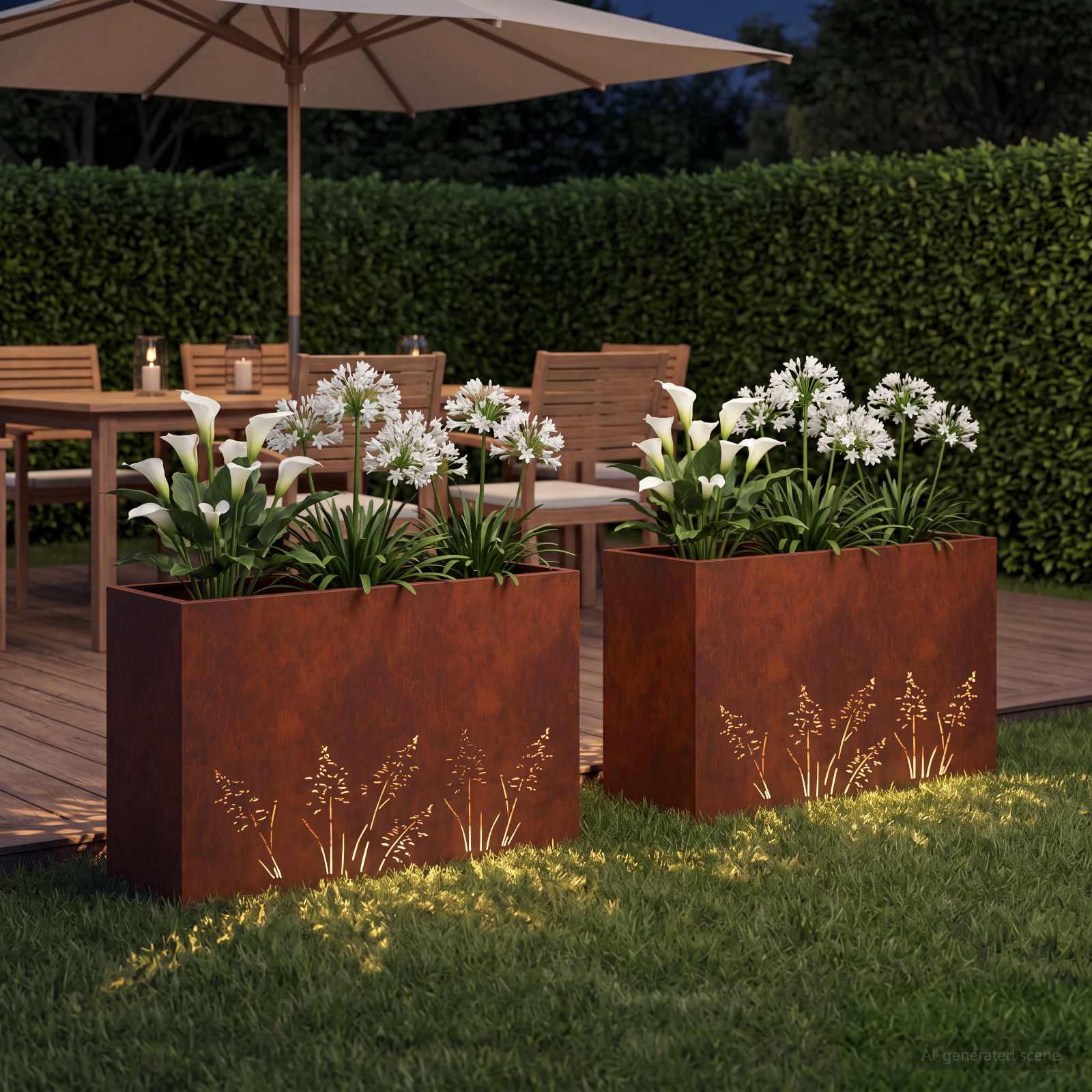 Vaso da giardino 2 pz Ruggine 80 x 20 x 49 cm Acciaio Corten