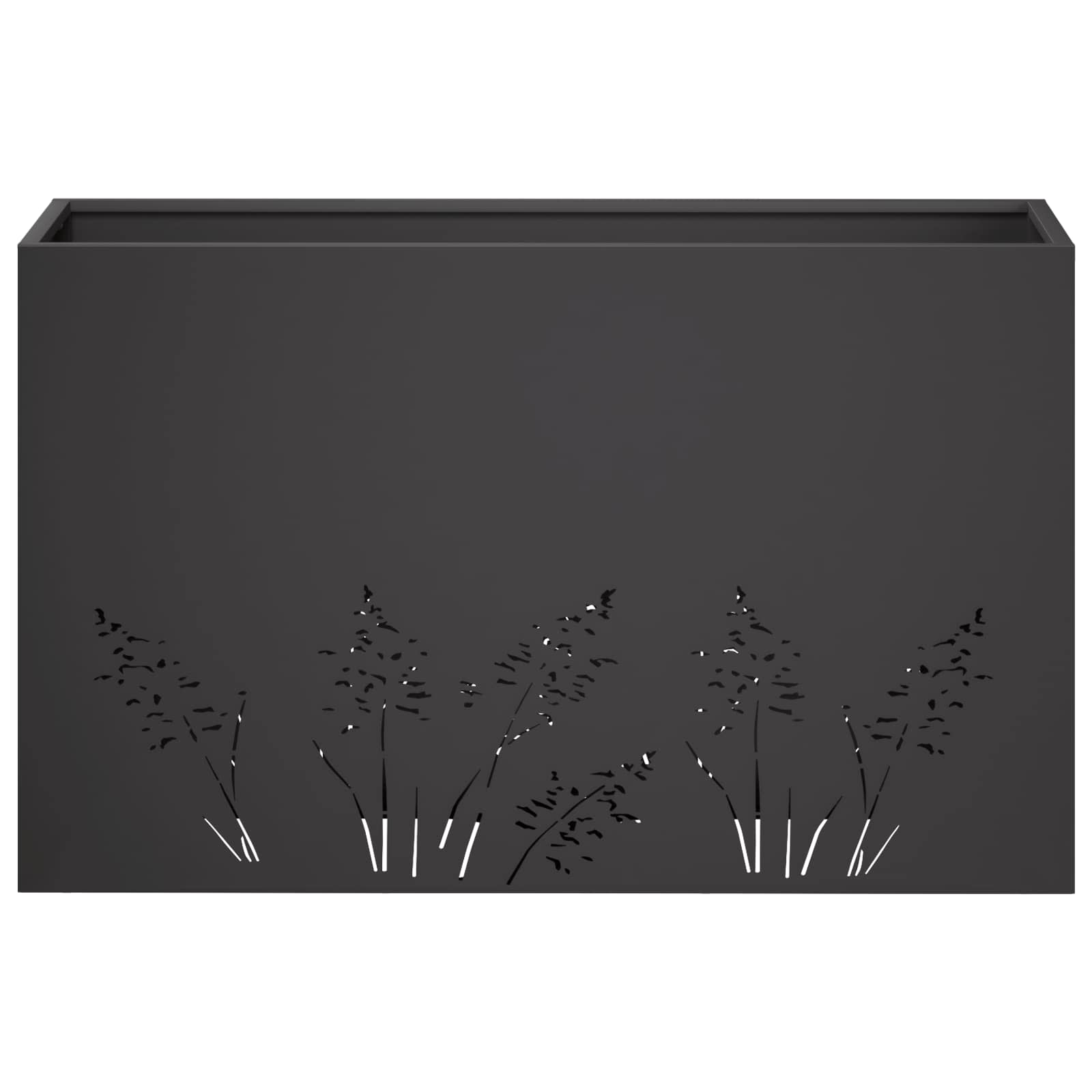 Vaso da giardino Nero 80 x 30 x 49 cm Acciaio laminato a freddo