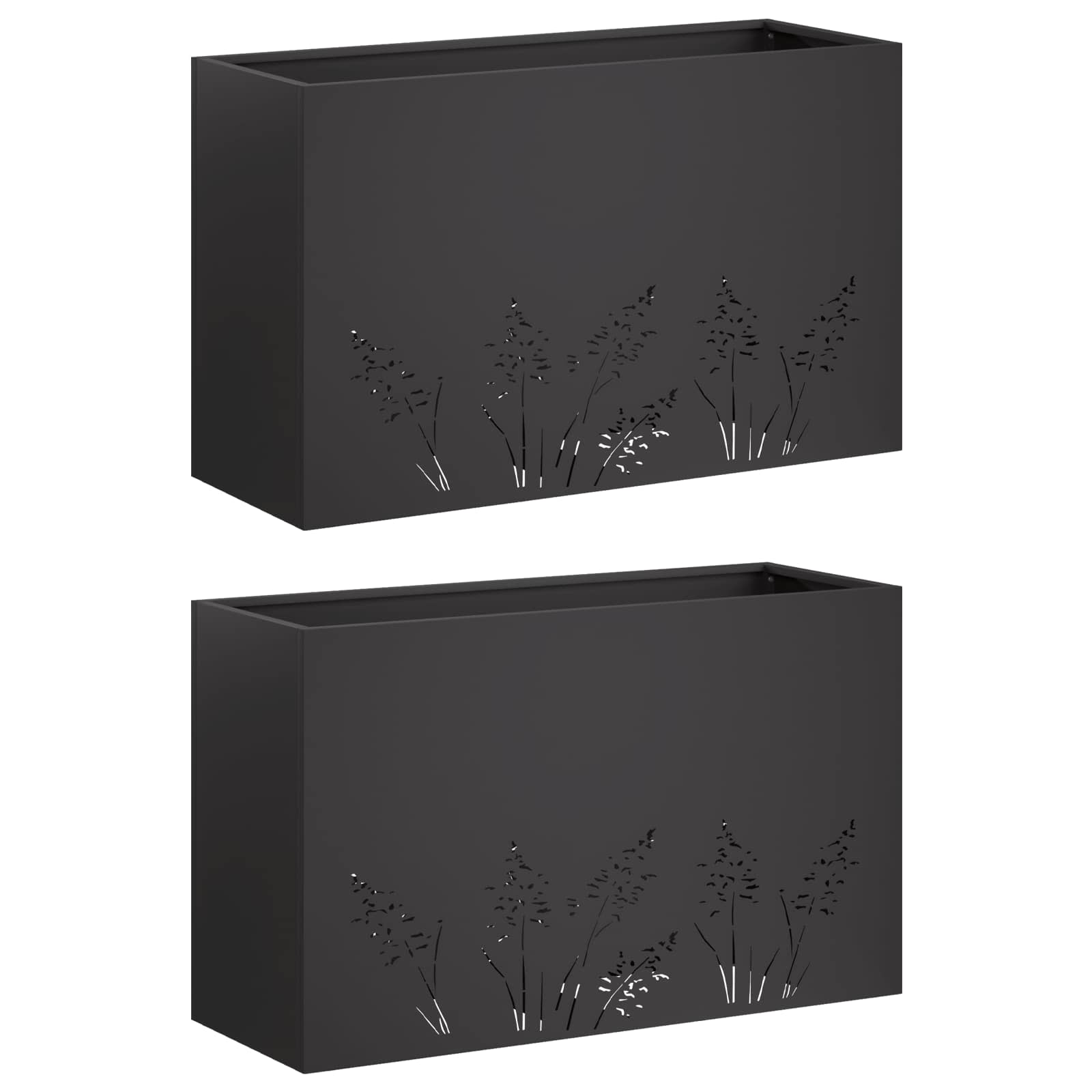 Vaso da giardino 2 pz Nero 80 x 30 x 49 cm