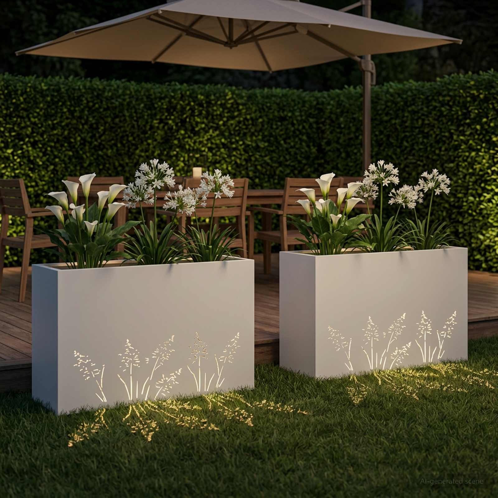 Vaso da giardino 2 pz Bianco 80 x 30 x 49 cm