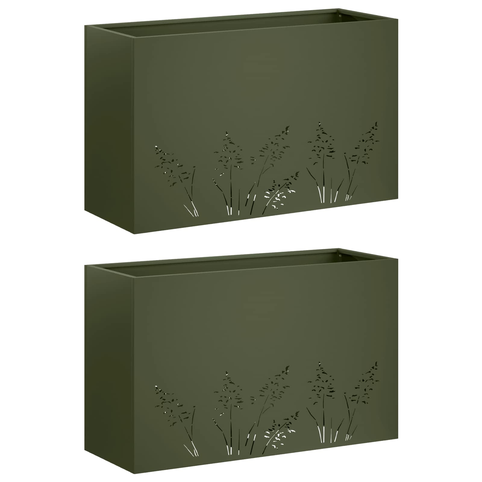 Vaso da giardino 2 pz Verde Oliva 80 x 30 x 49 cm