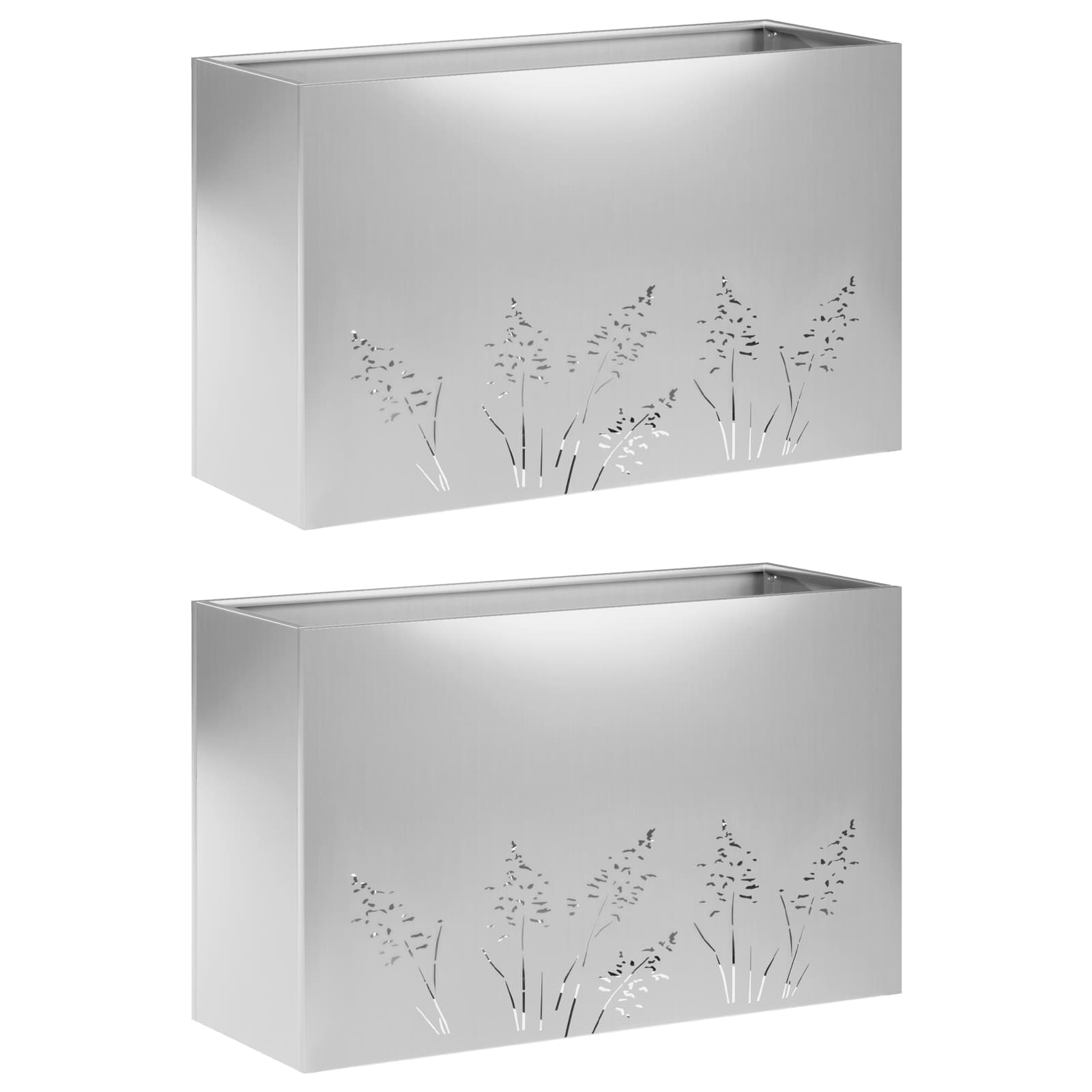 Vaso da giardino 2 pz Argento 80 x 30 x 49 cm Acciaio zincato