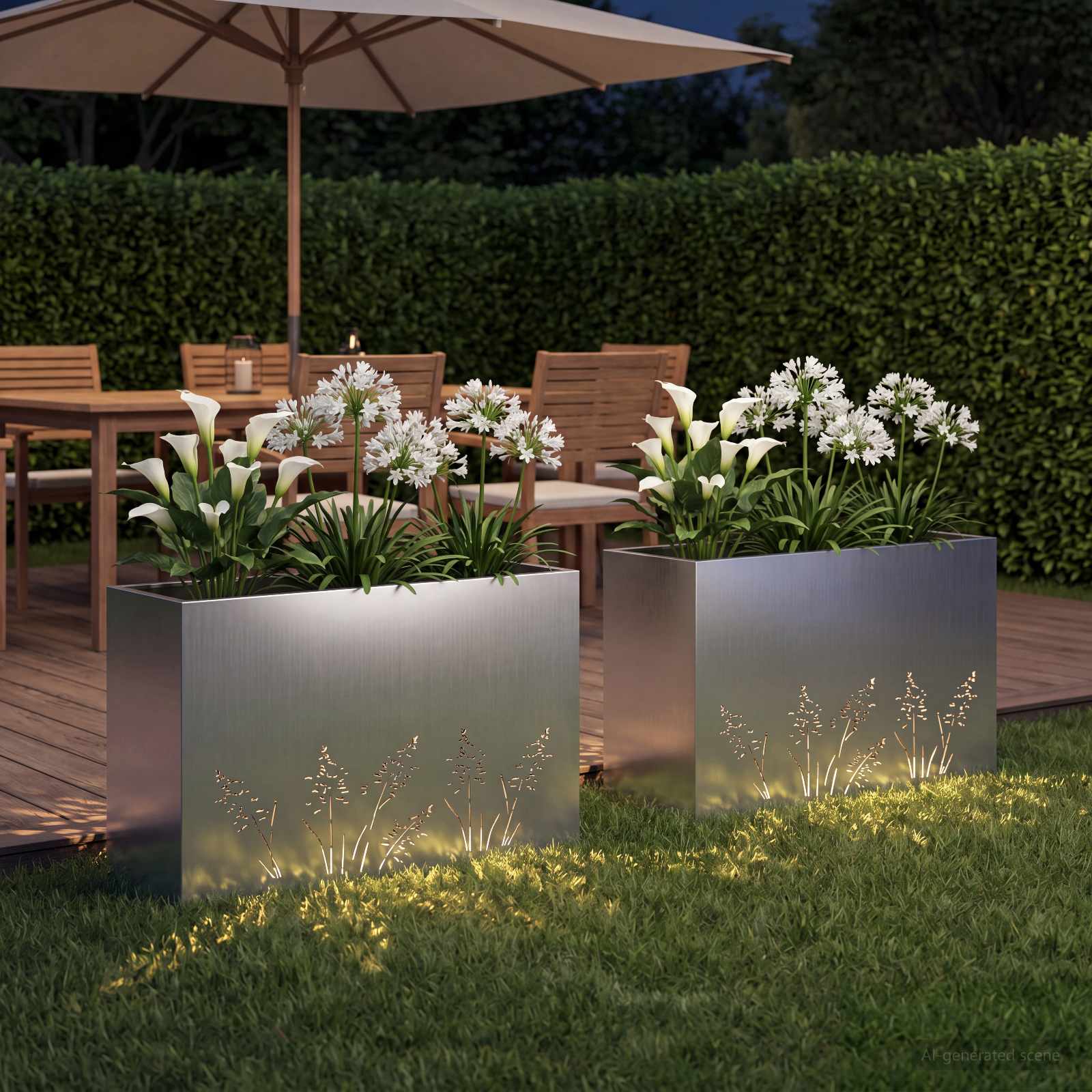 Vaso da giardino 2 pz Argento 80 x 30 x 49 cm Acciaio zincato