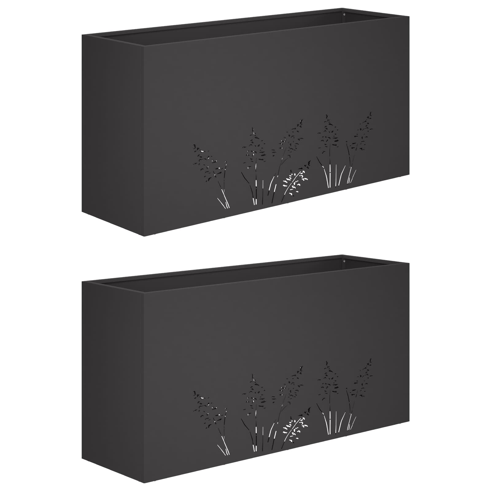 Vaso da giardino 2 pz Nero 100 x 20 x 49 cm
