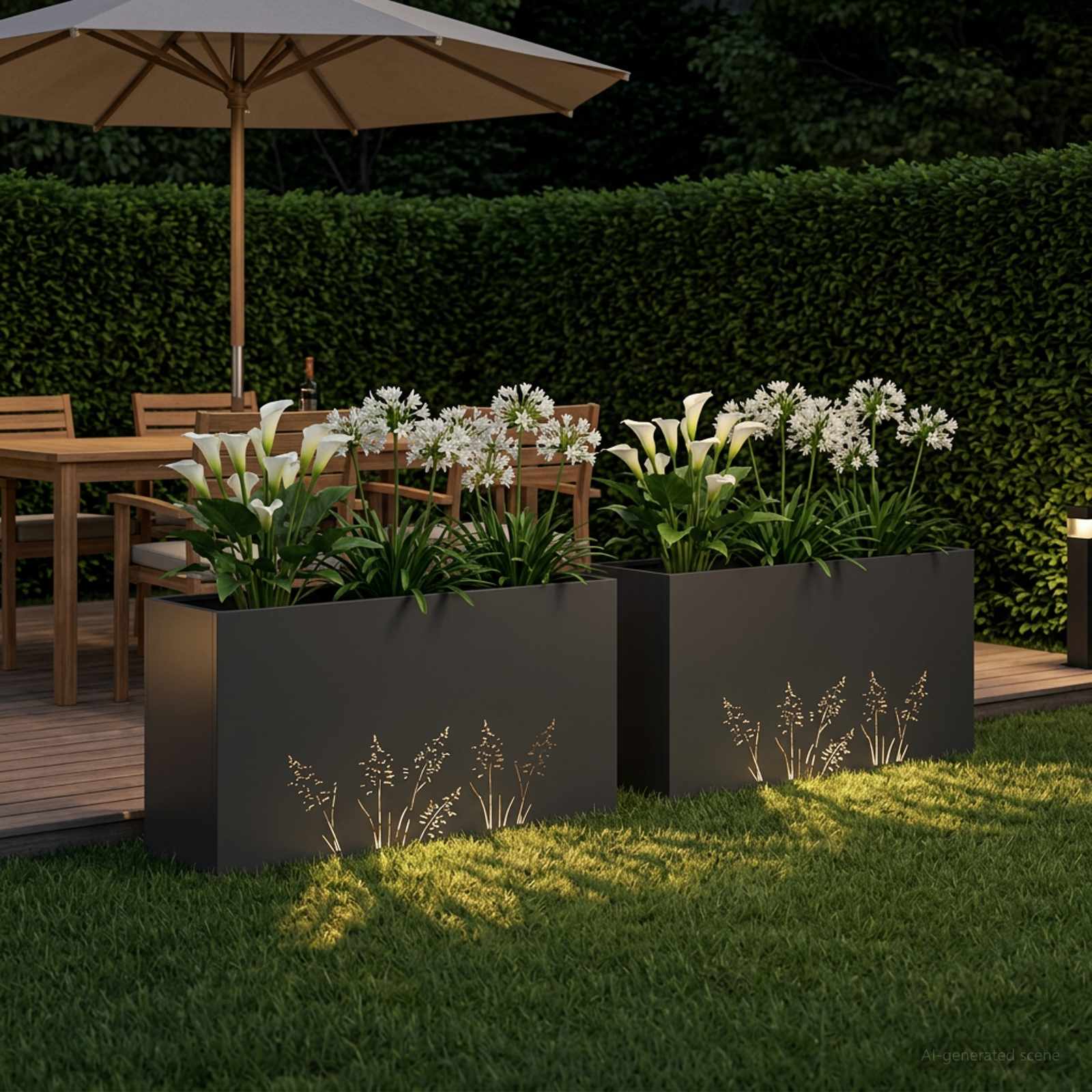 Vaso da giardino 2 pz Nero 100 x 20 x 49 cm