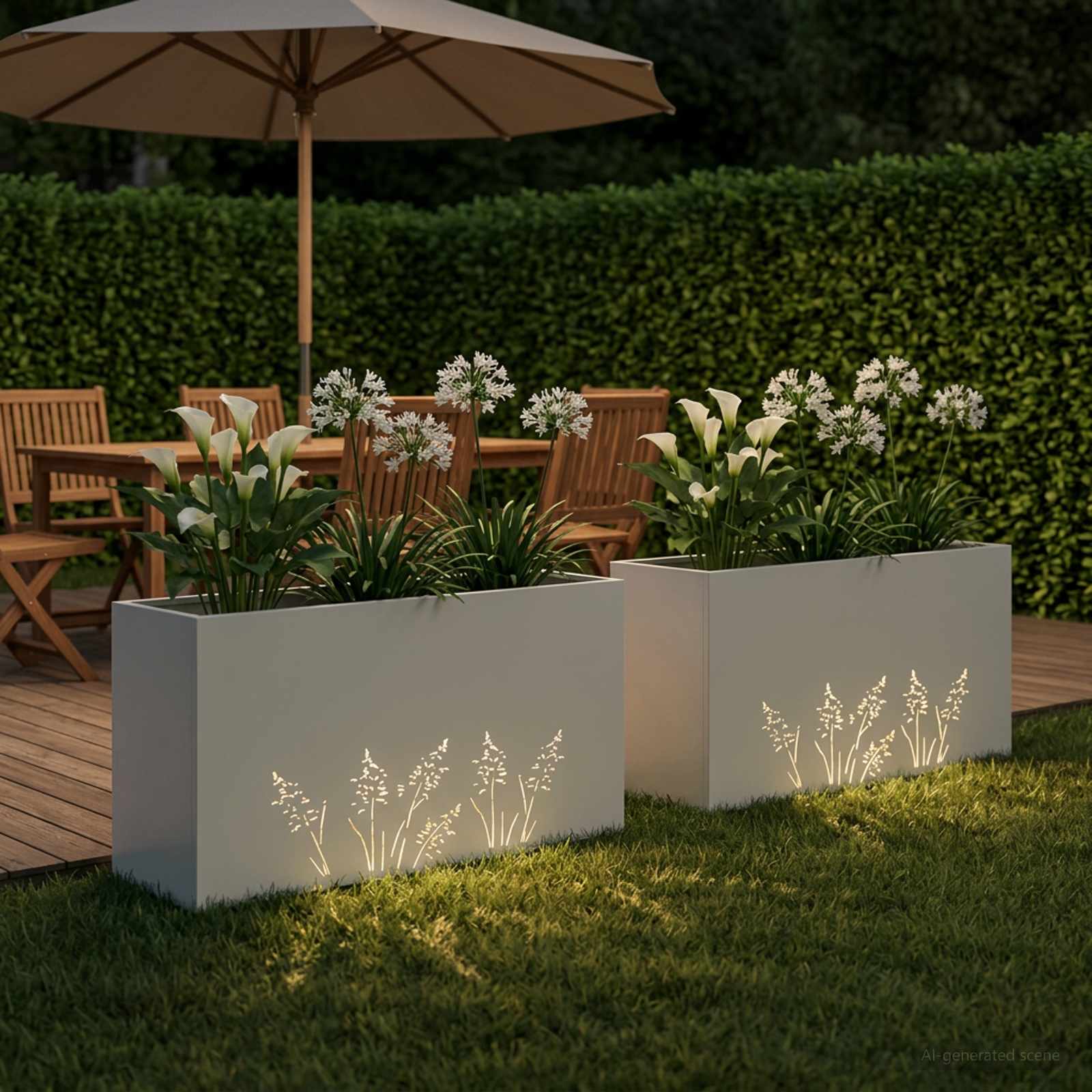 Vaso da giardino 2 pz Bianco 100 x 20 x 49 cm