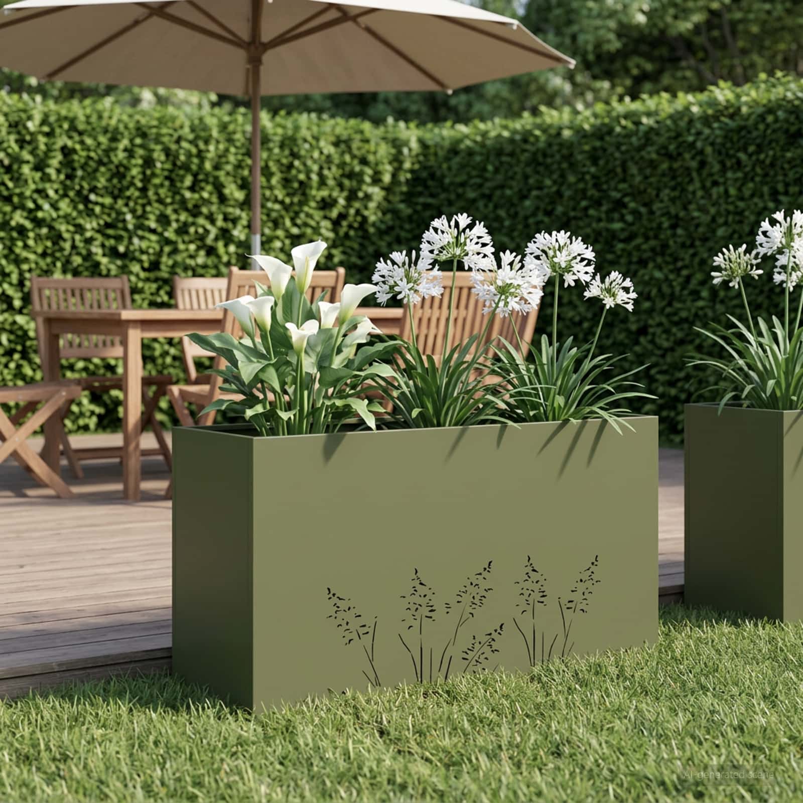 Vaso da giardino Verde Oliva 100 x 20 x 49 cm