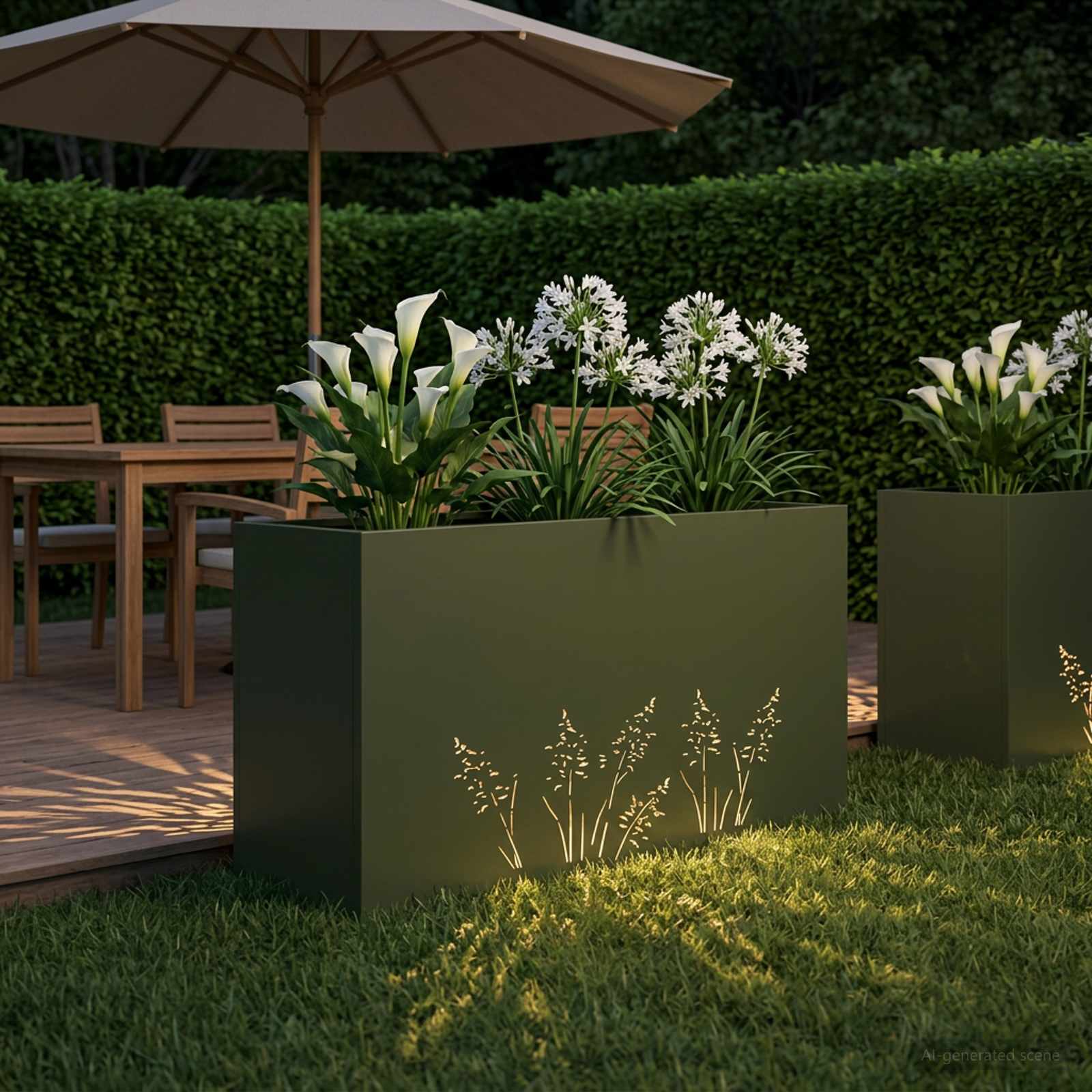 Vaso da giardino Verde Oliva 100 x 20 x 49 cm
