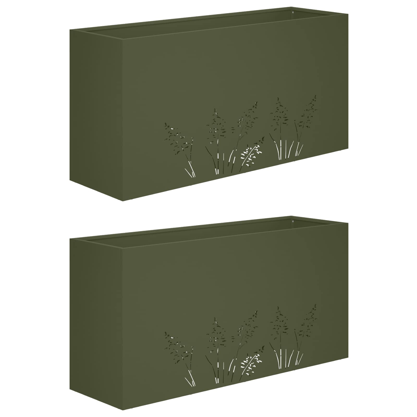 Vaso da giardino 2 pz Verde Oliva 100 x 20 x 49 cm