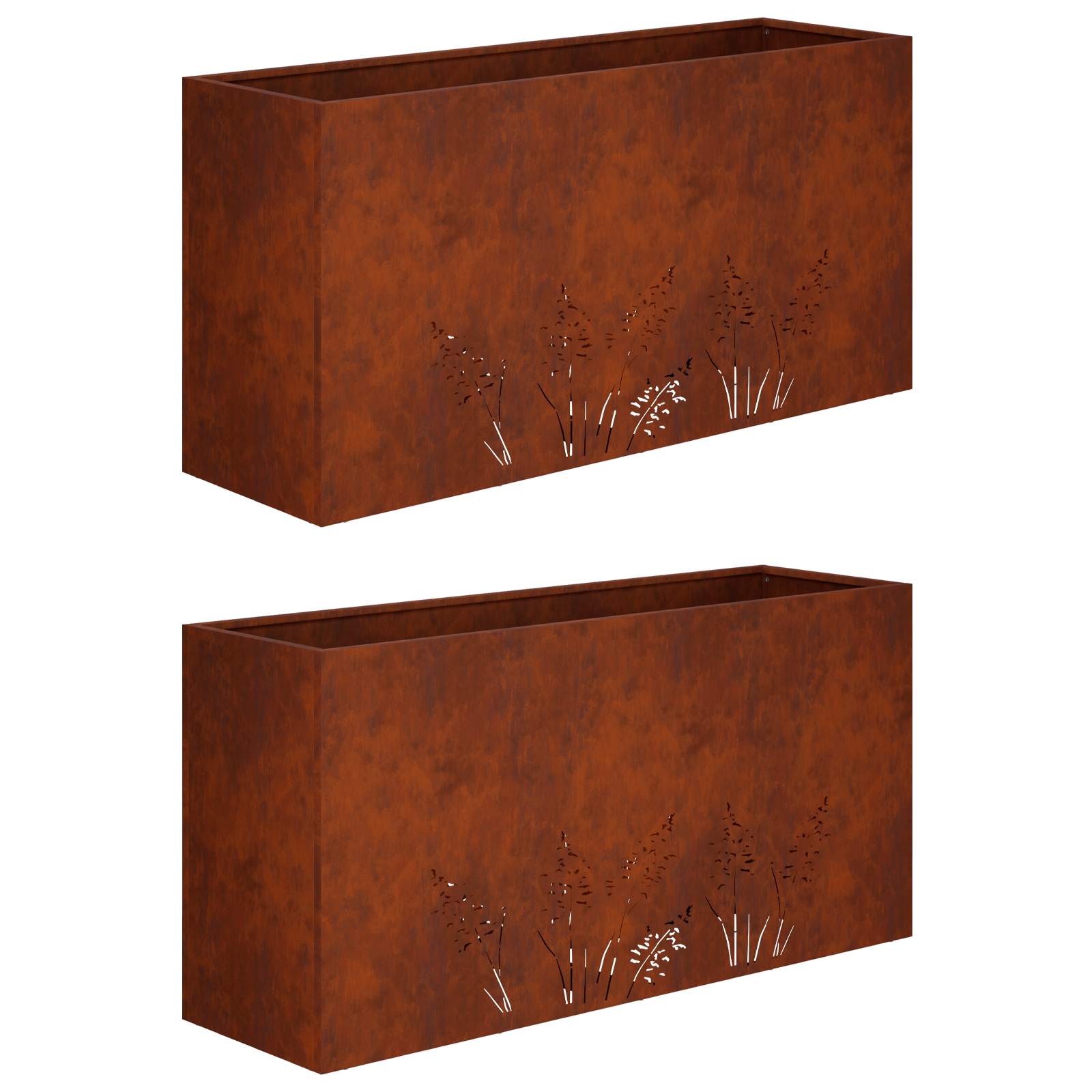 Vaso da giardino 2 pz Ruggine 100 x 20 x 49 cm Acciaio Corten
